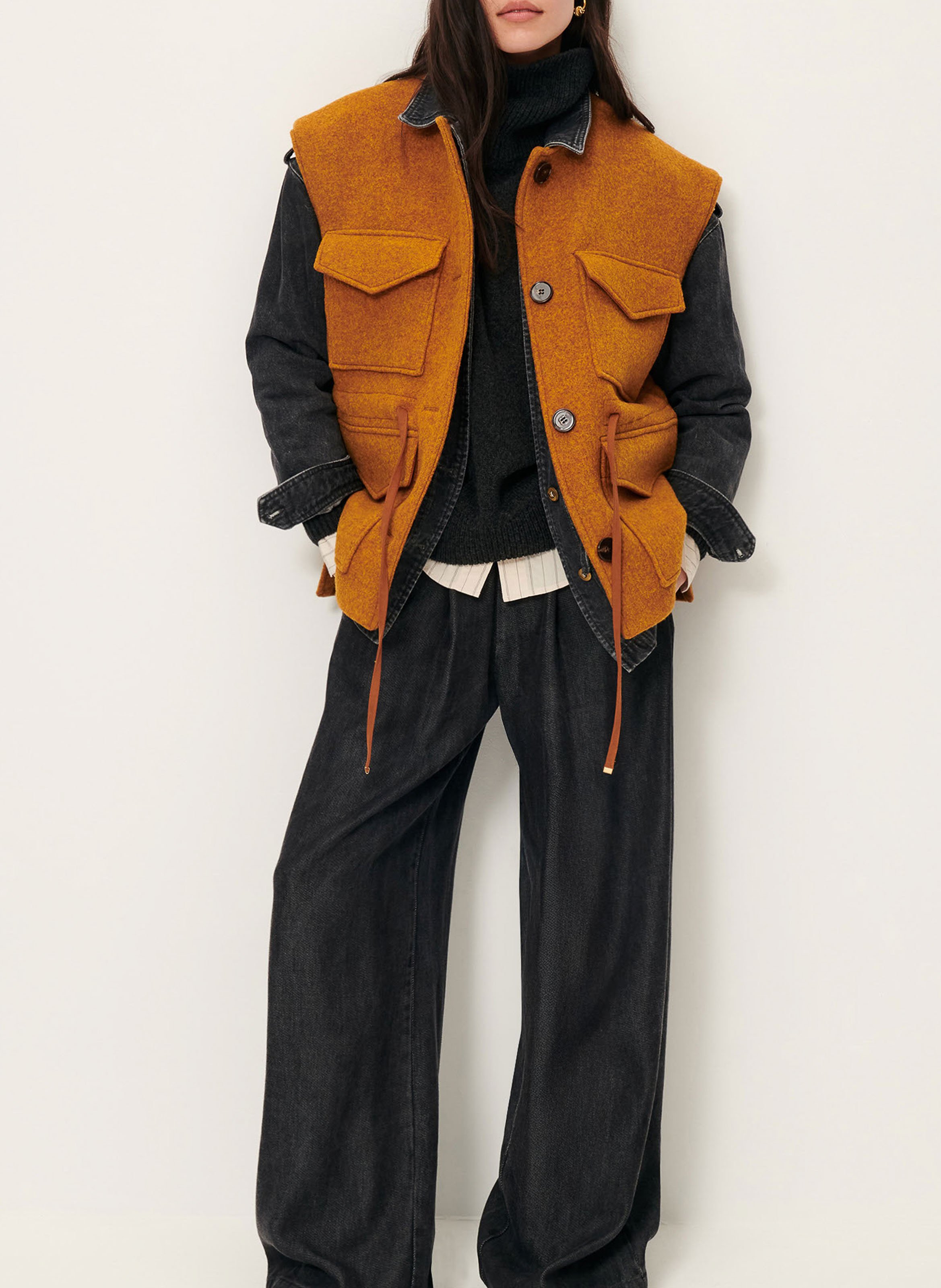 Veste col rond en laine mélangée bowery SESSUN Orange