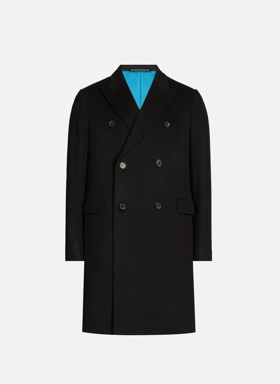 Straight cut coat in wool and cashmere blend Black by PAUL SMITH PAUL SMITH Straight cut coat in wool and cashmere blend Black