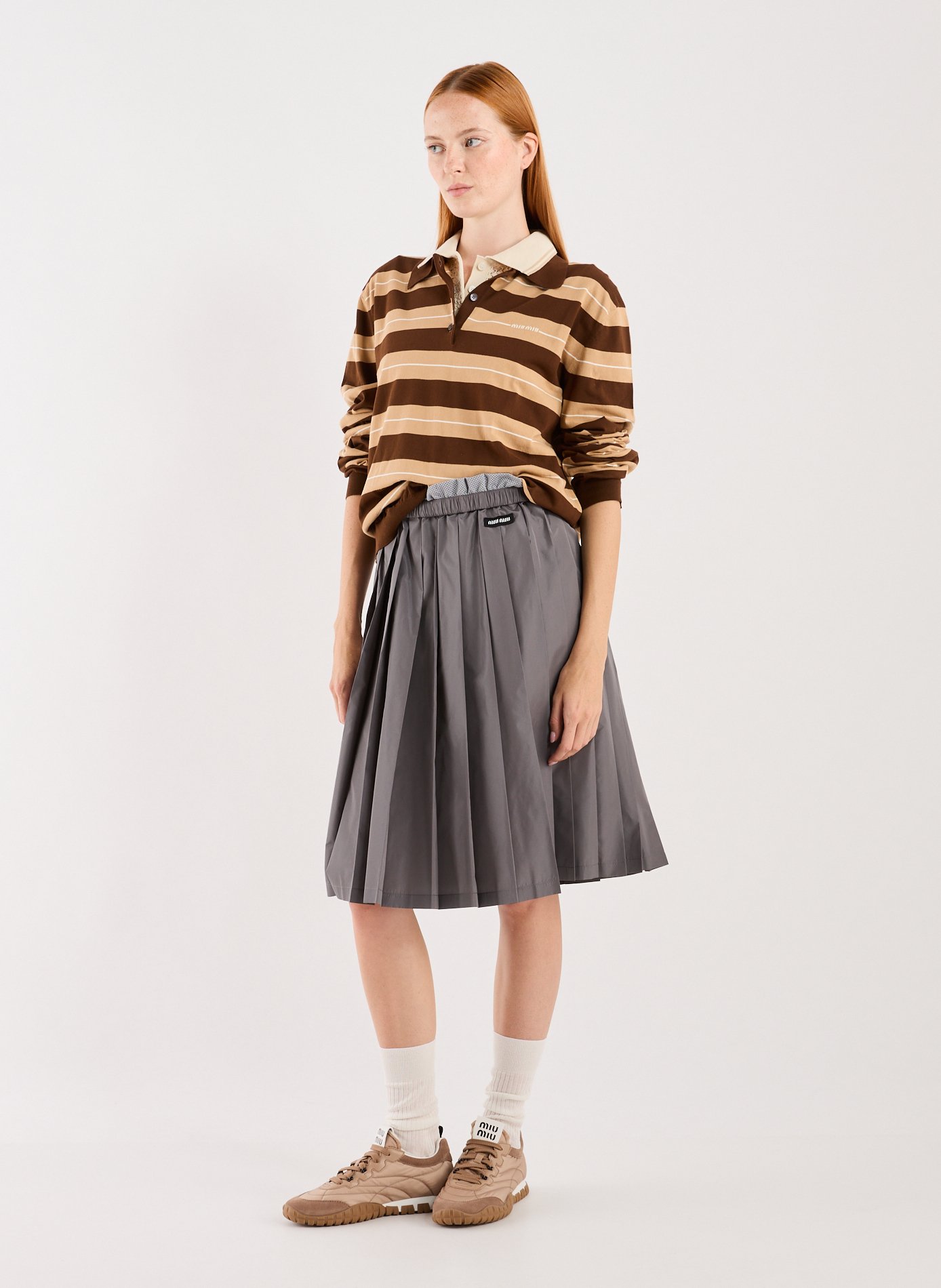 Polo manches longues en coton MIU MIU Multicolore