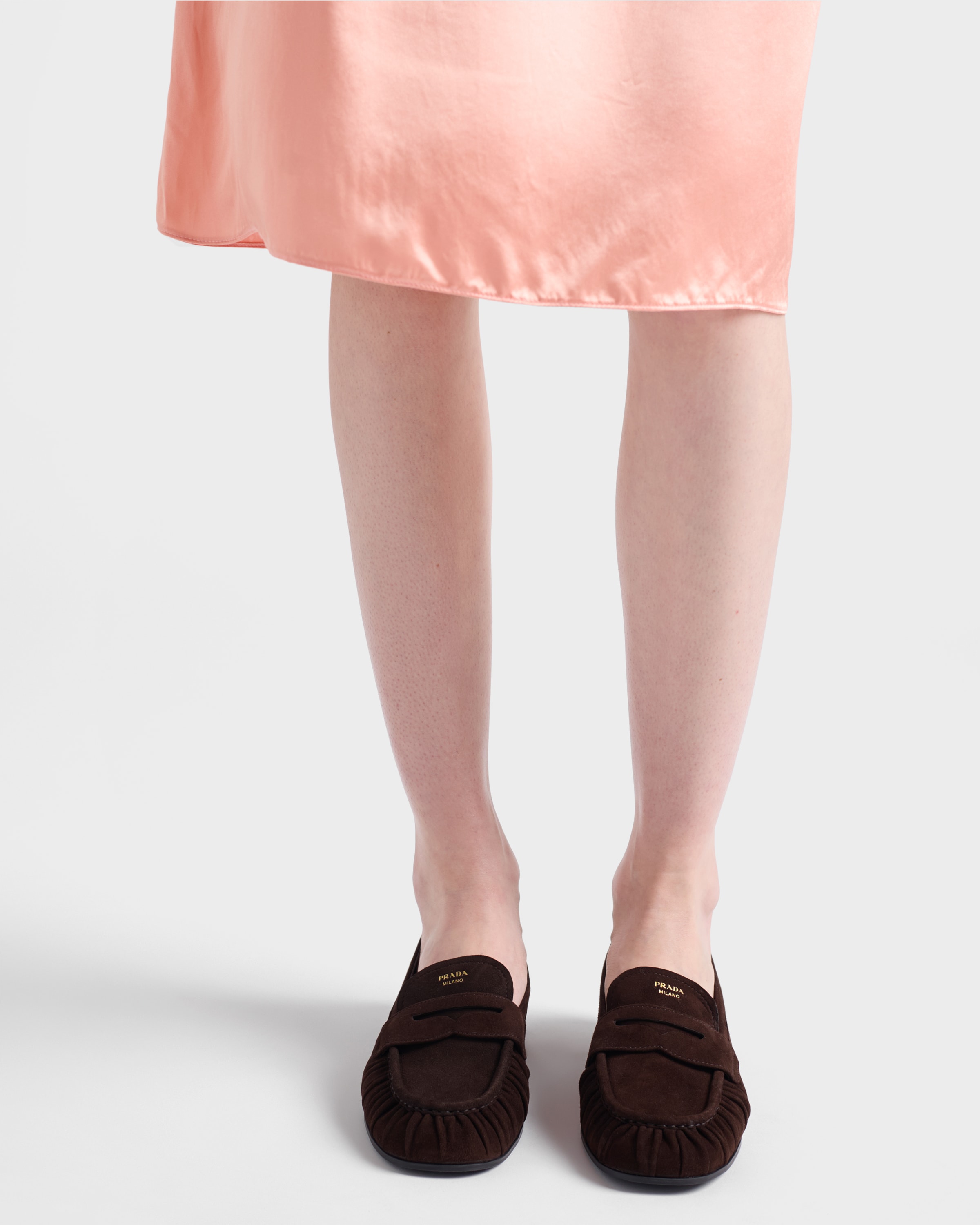 Mocassins en veau velours PRADA Marron