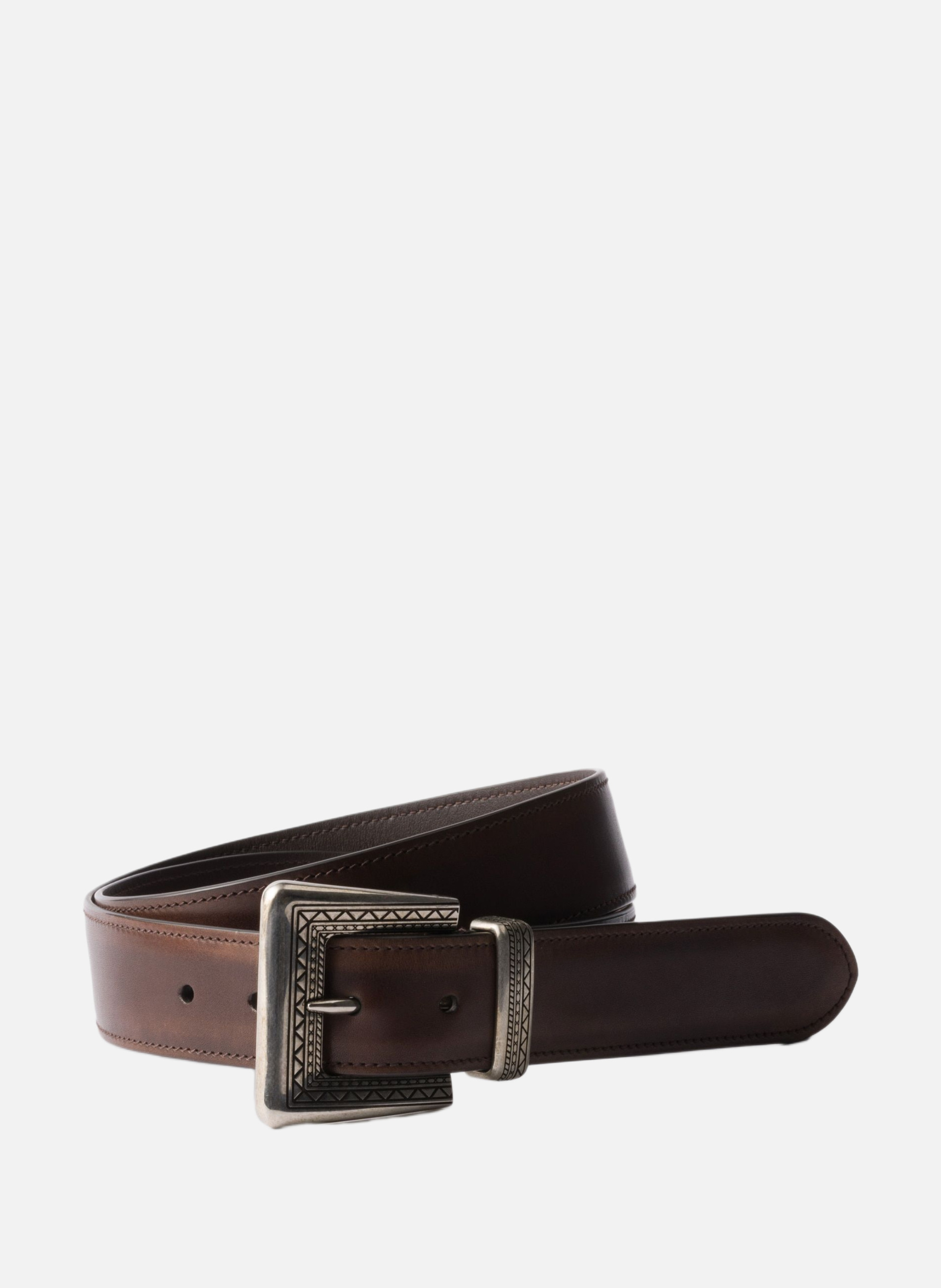 Ceinture en cuir vieilli PRADA Marron