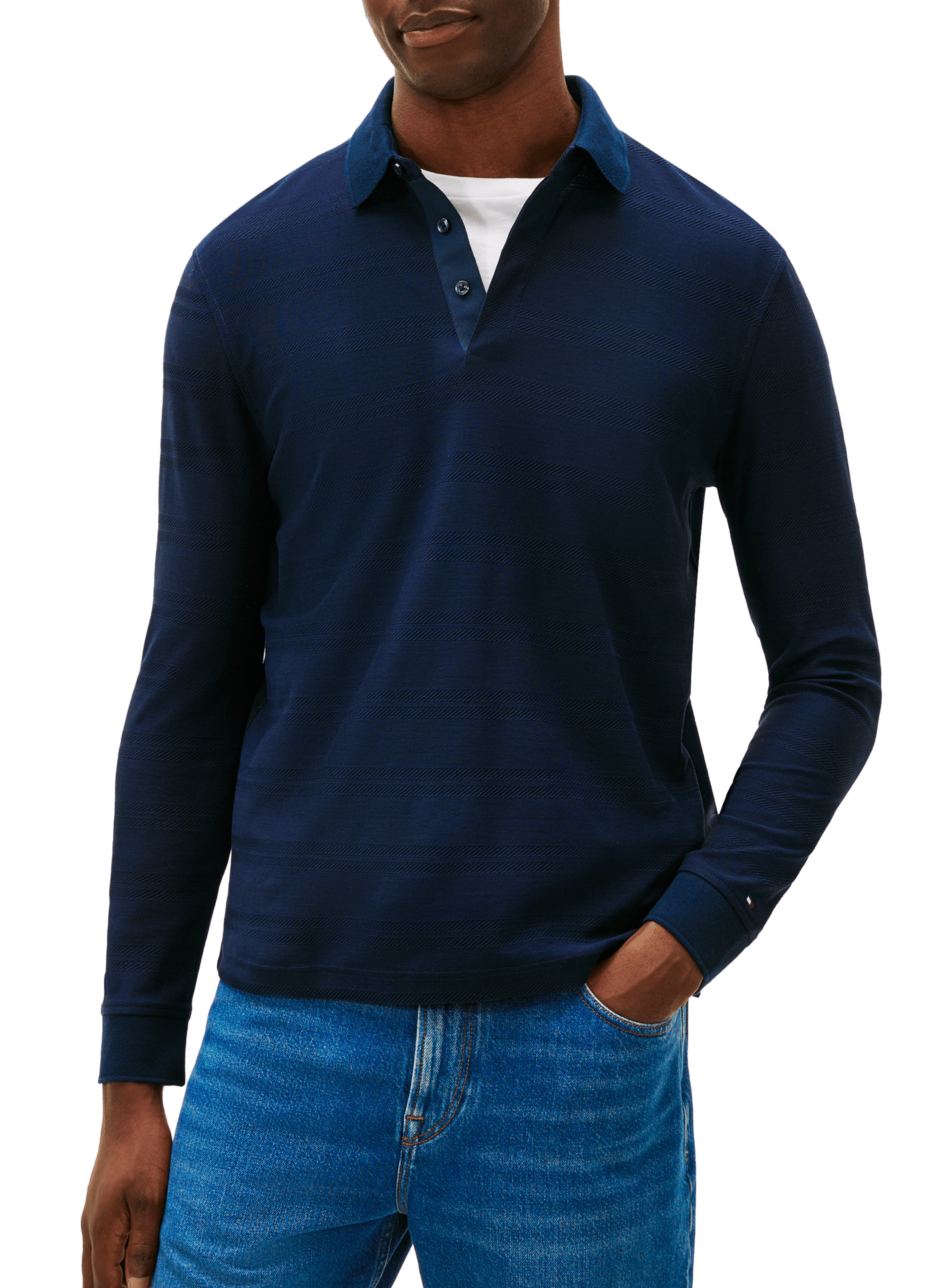 Long-sleeved cotton polo with details TOMMY HILFIGER Blue