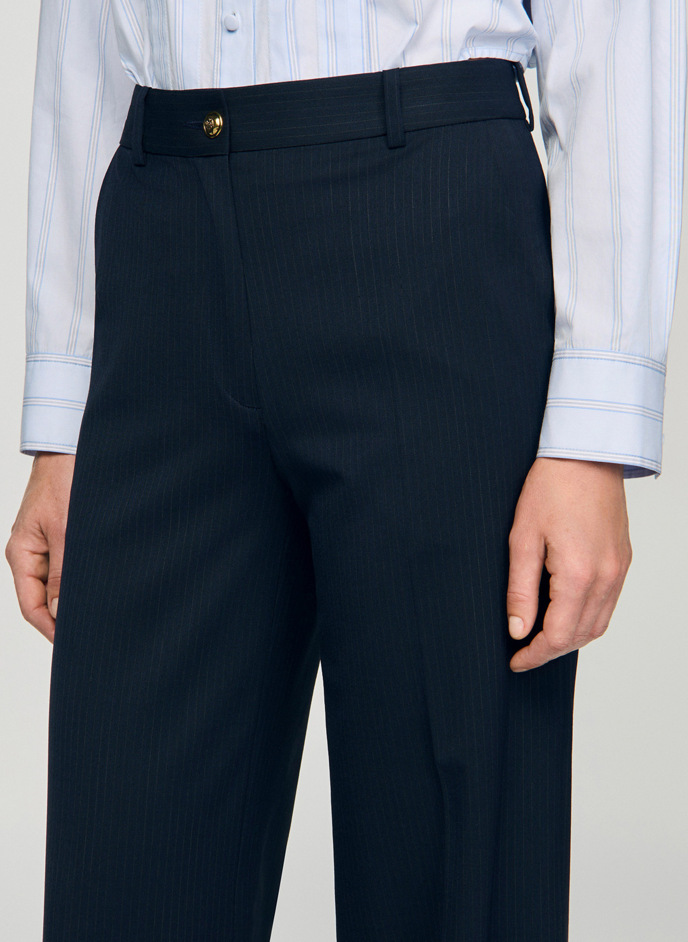 Pantalon droit à rayures SANDRO Bleu