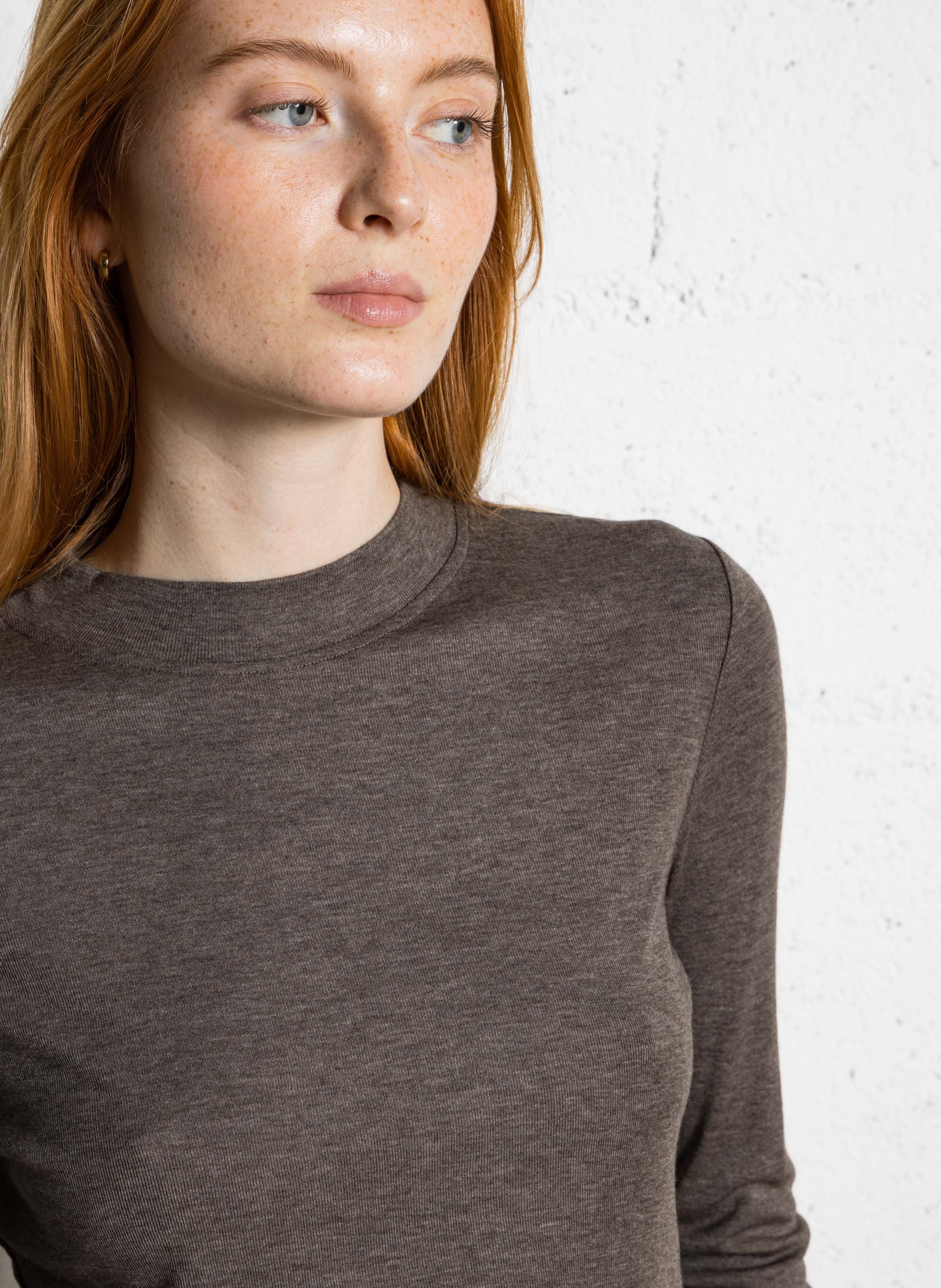 Tee-shirt manches longues fluide à col montant Flynn MAISON 123 Gris