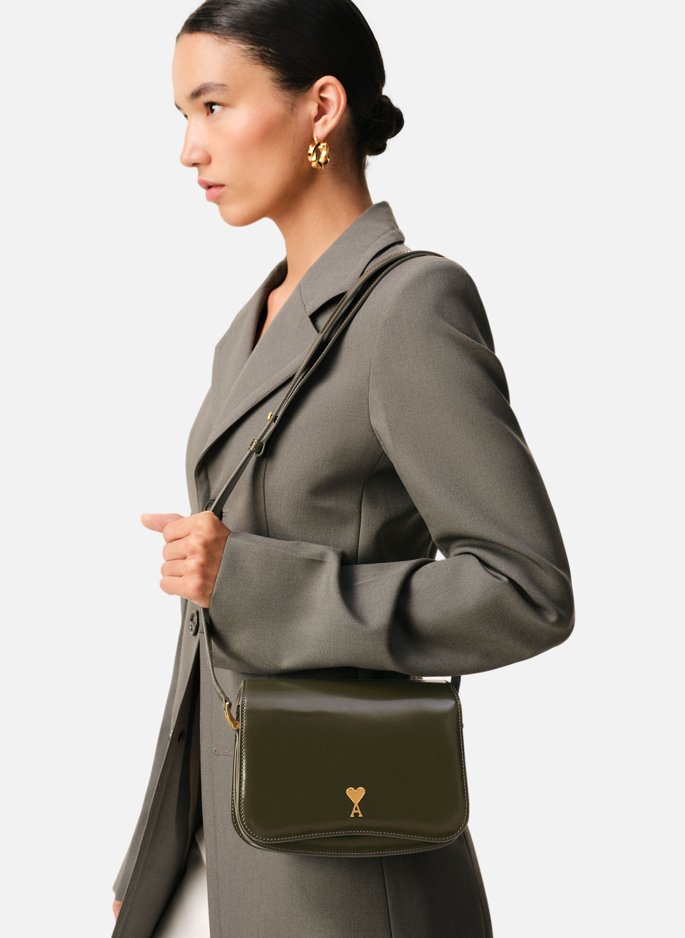 Sac Paris Paris En Cuir Glacé unisexe AMI PARIS Vert