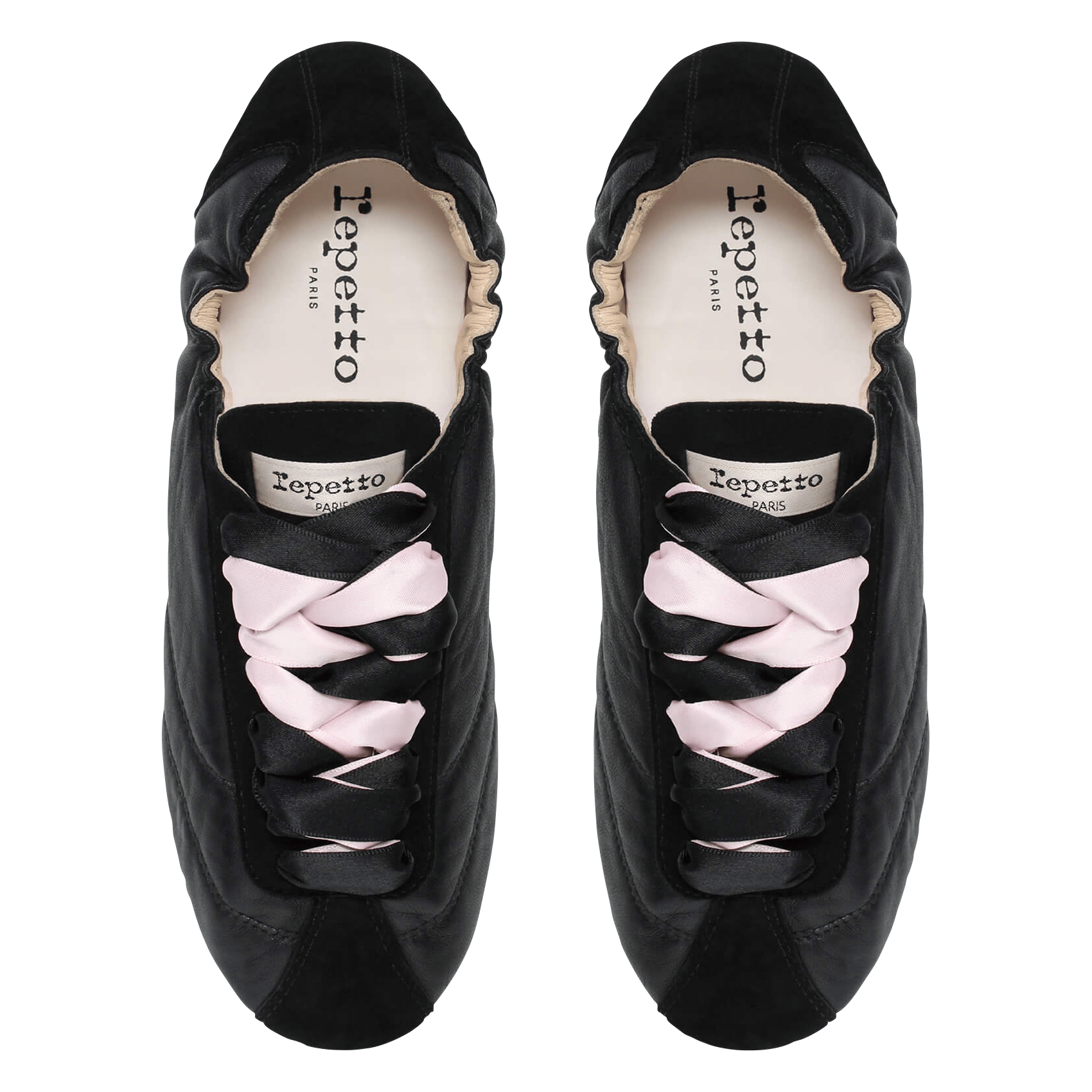 Ballerines froncées à lacets satin REPETTO Noir