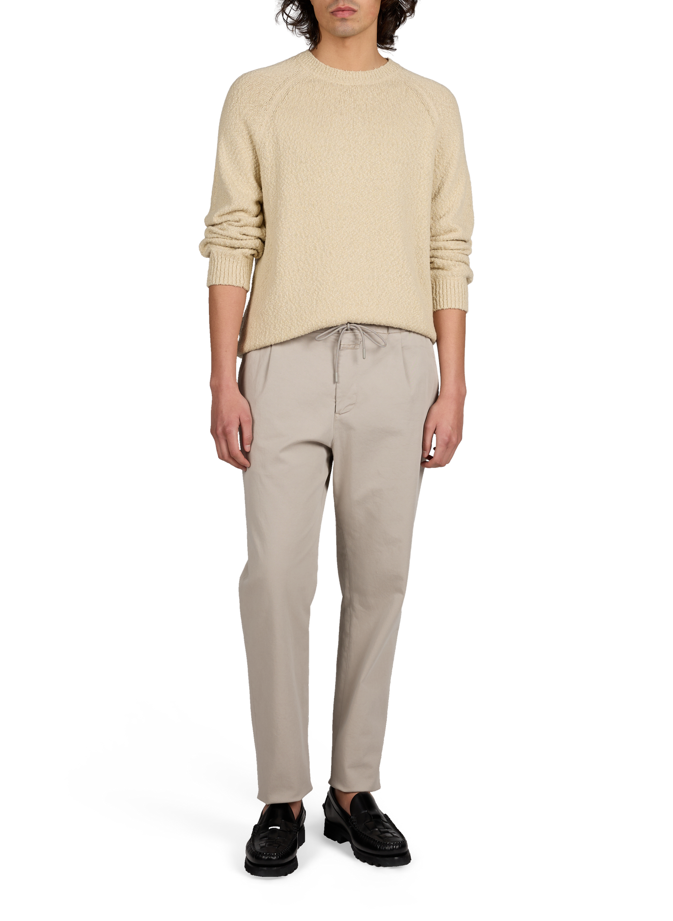 Pull texturé col rond en coton CLOSED Beige