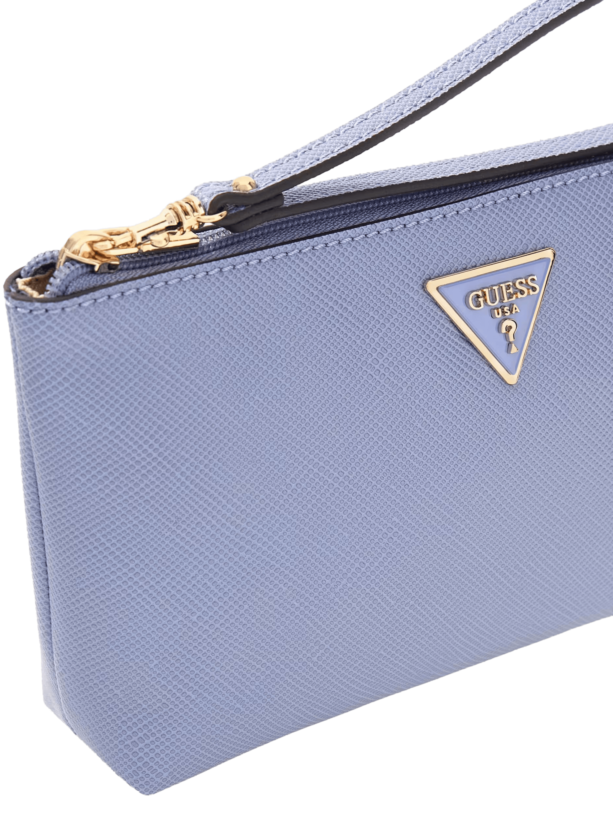 Pochette zip texturée à logo GUESS Bleu