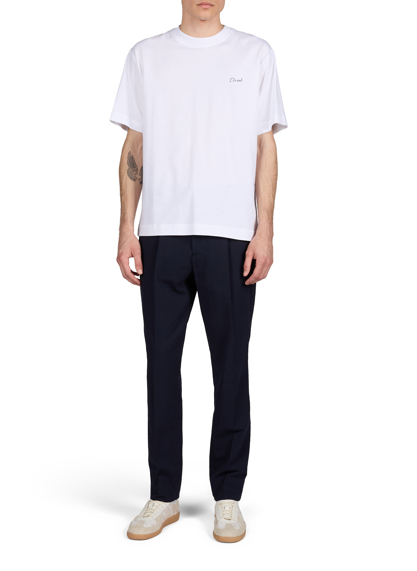 Baskets en cuir mélangé RUN OF Blanc