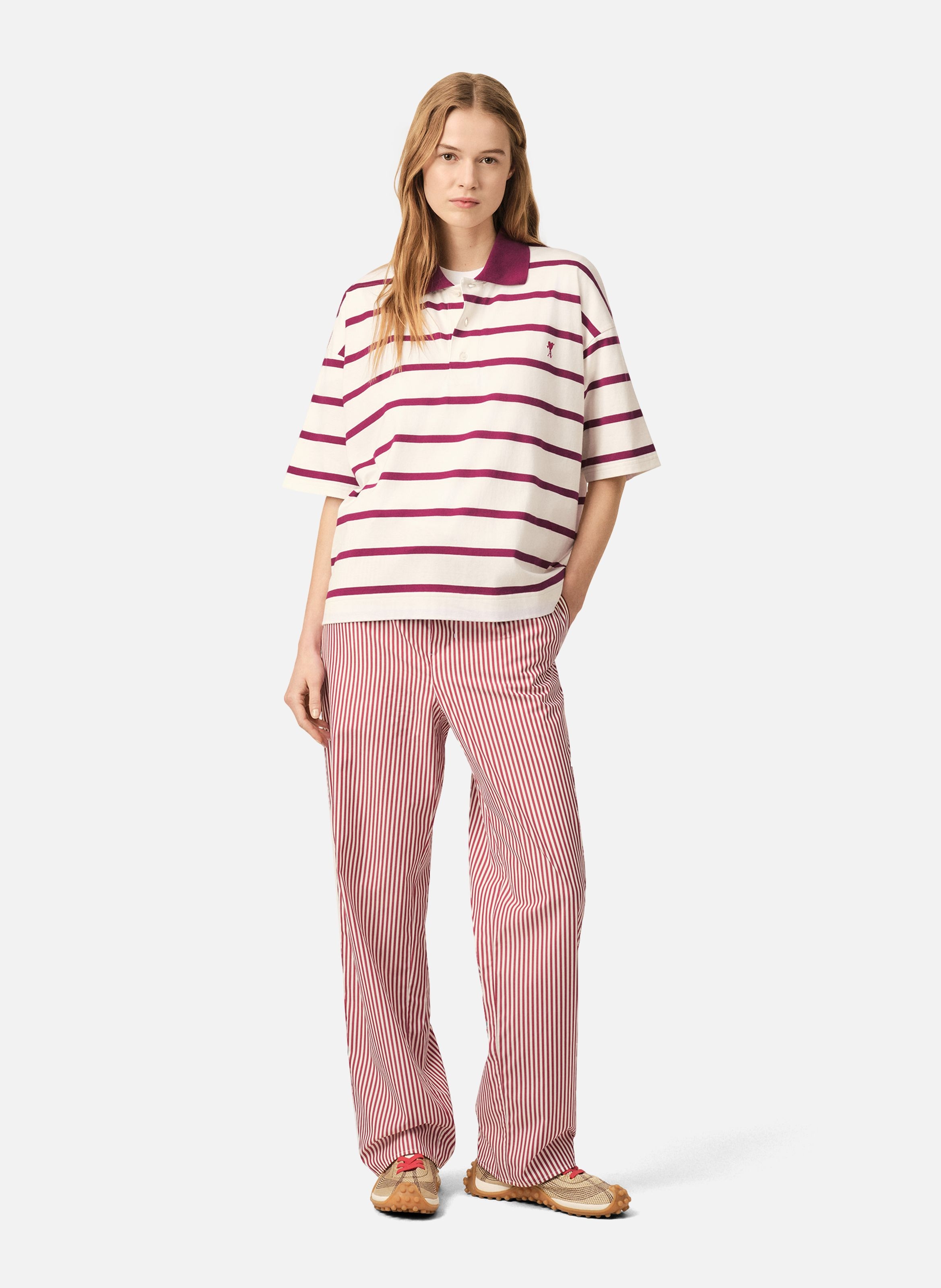Polo ami de coeur flèche unisexe en coton AMI PARIS Blanc
