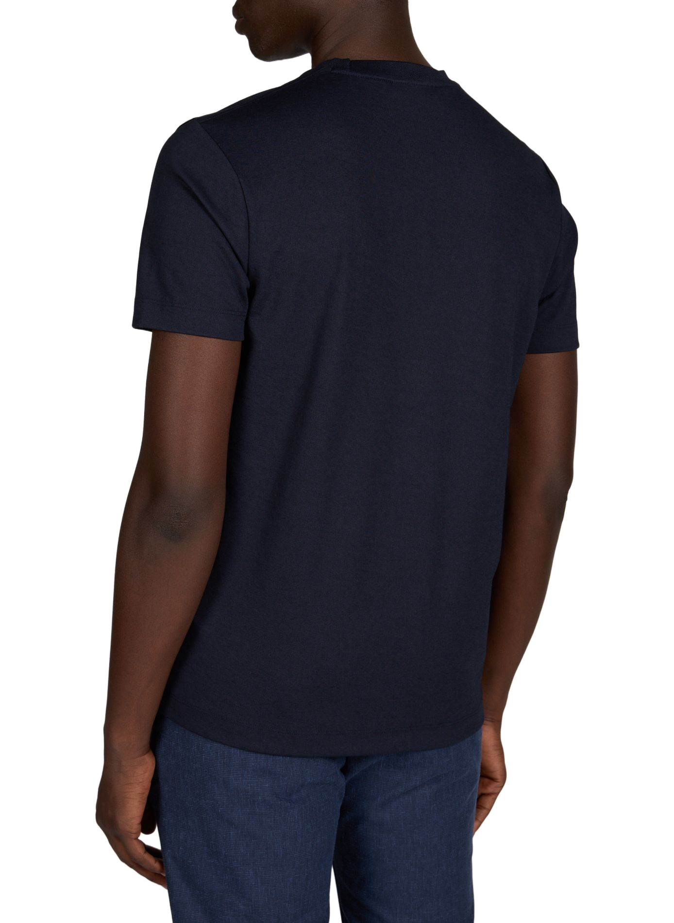 T-shirt with round ribbed neckline in blended cotton STRELLSON Blue