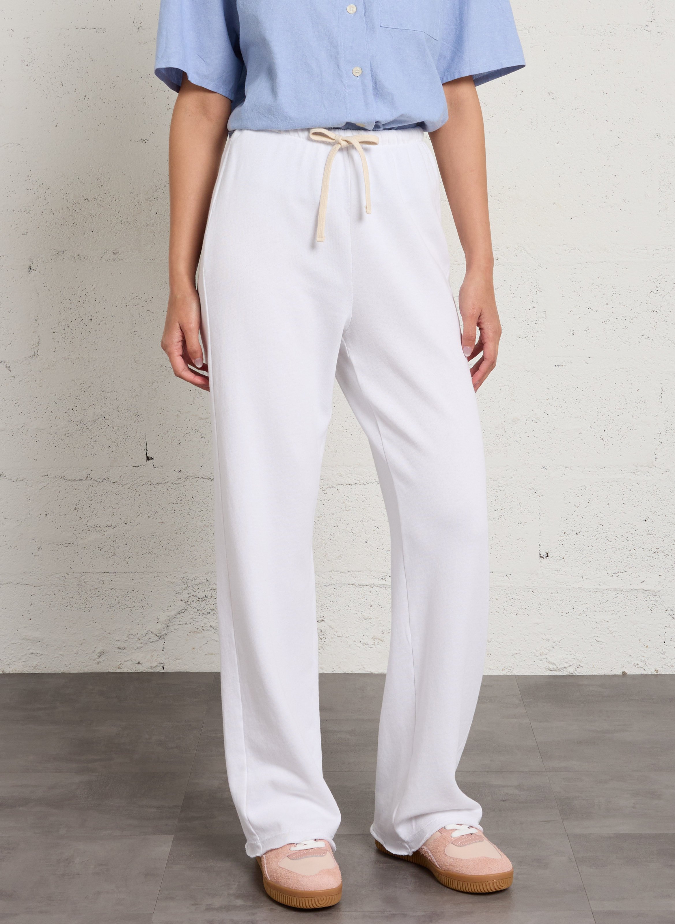 Jogging droit ample en coton vibtown AMERICAN VINTAGE Blanc