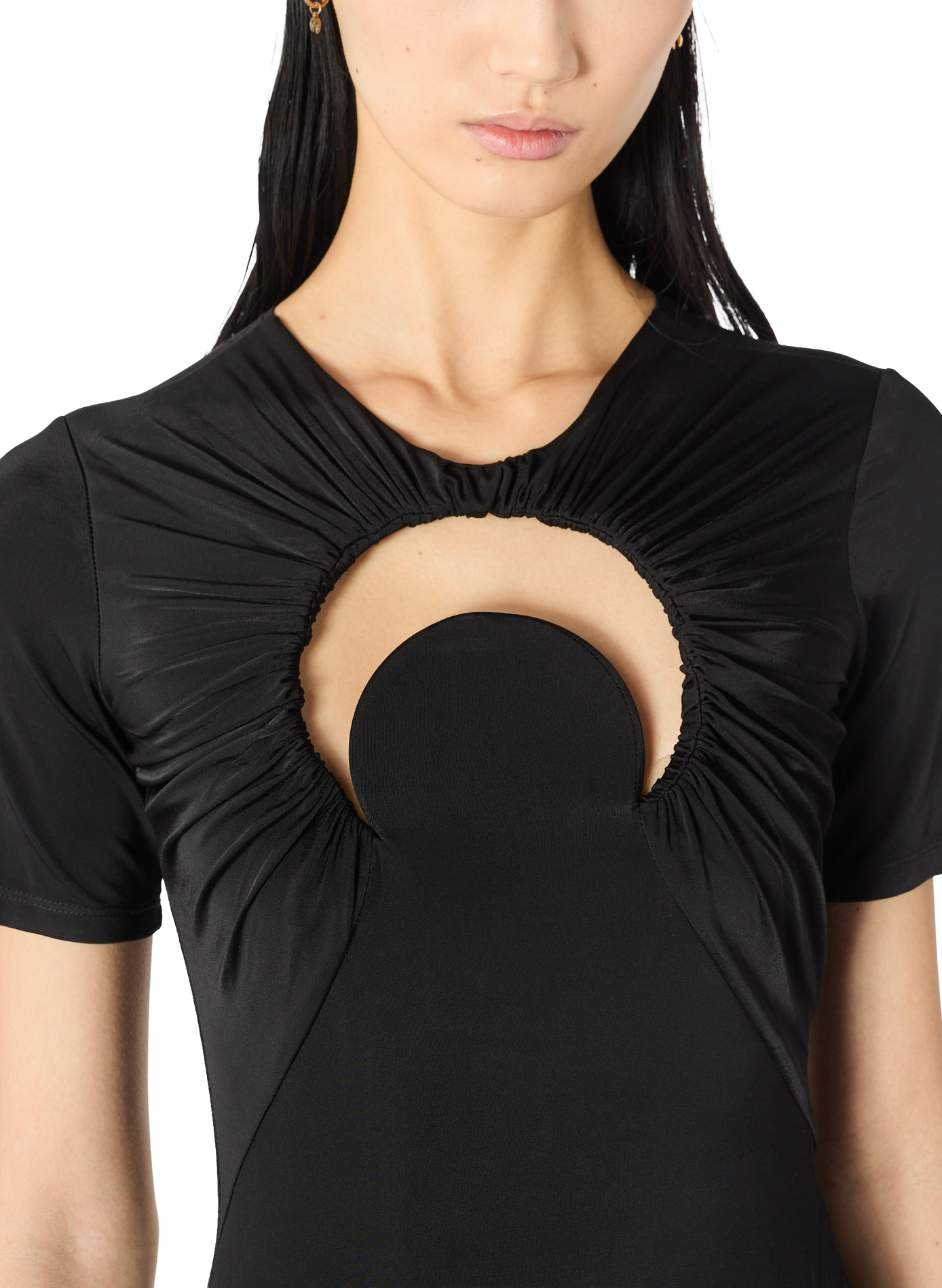 Robe longue froncée moon MARINE SERRE Zwart