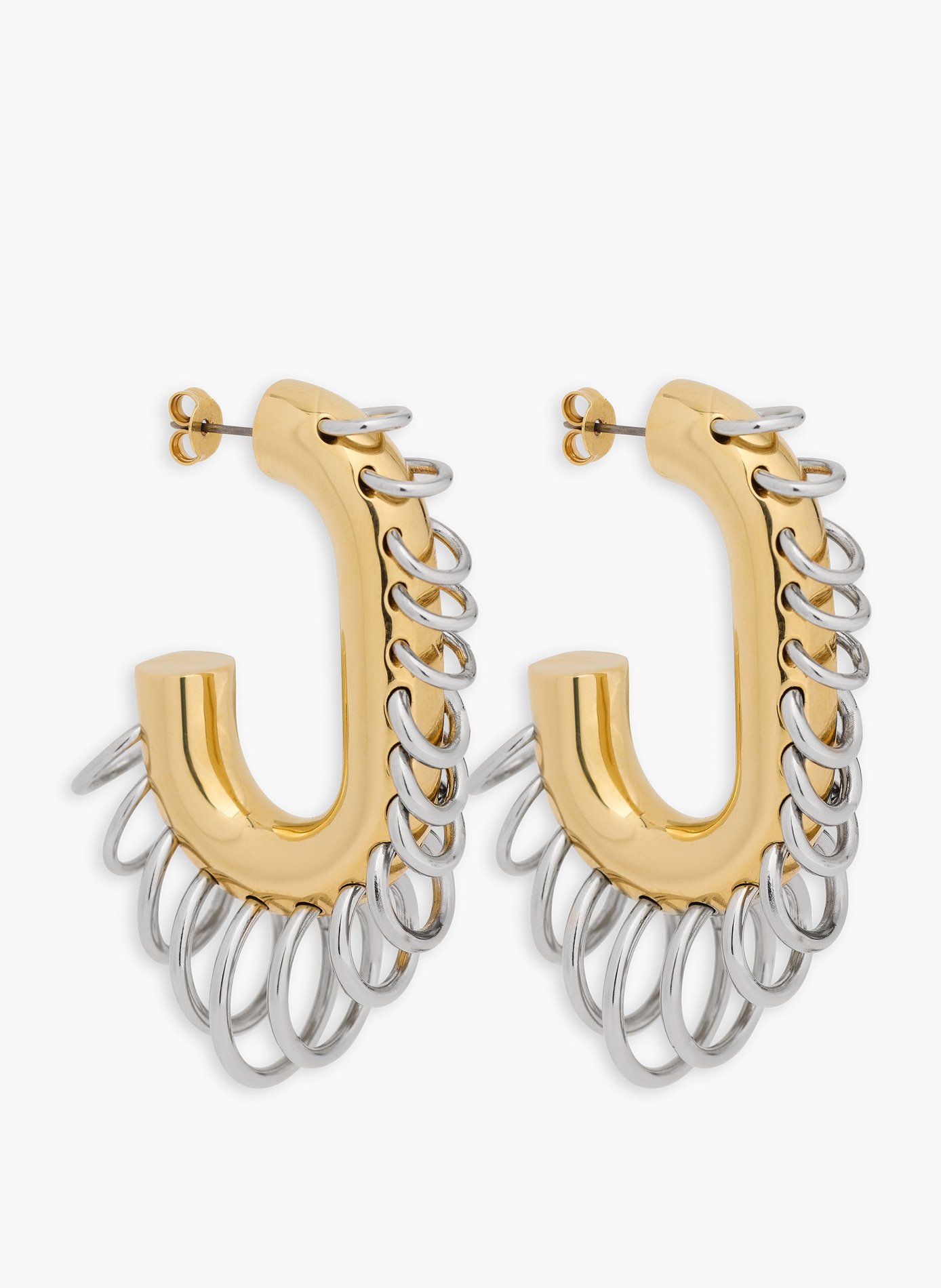 Boucles d'oreilles punk xl link bicolore or et argent RABANNE Doré