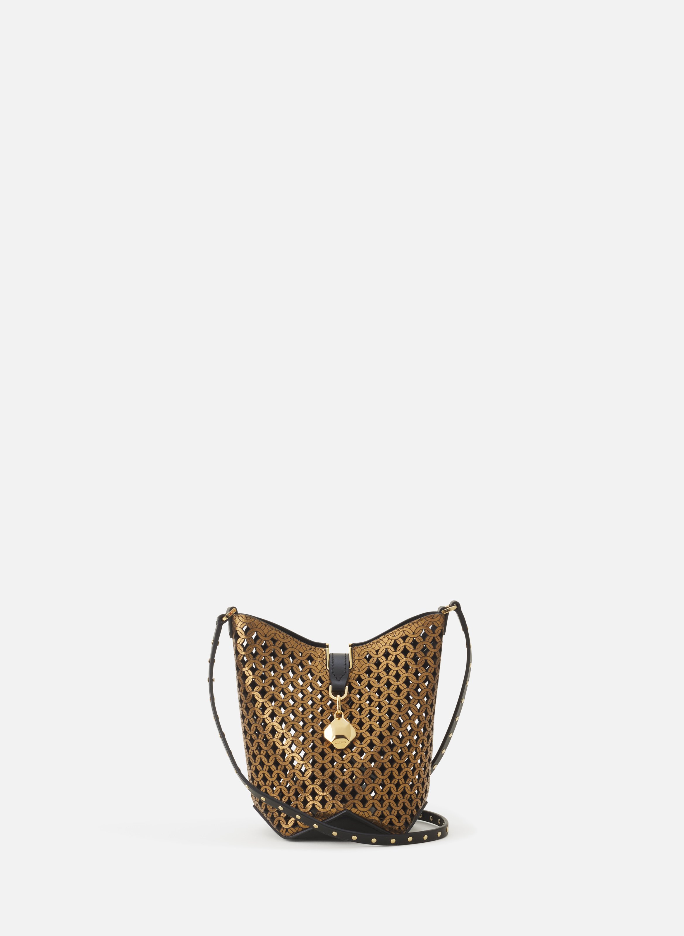Sac sceau nano catch by lanvin en cuir brillant lazé LANVIN Argent