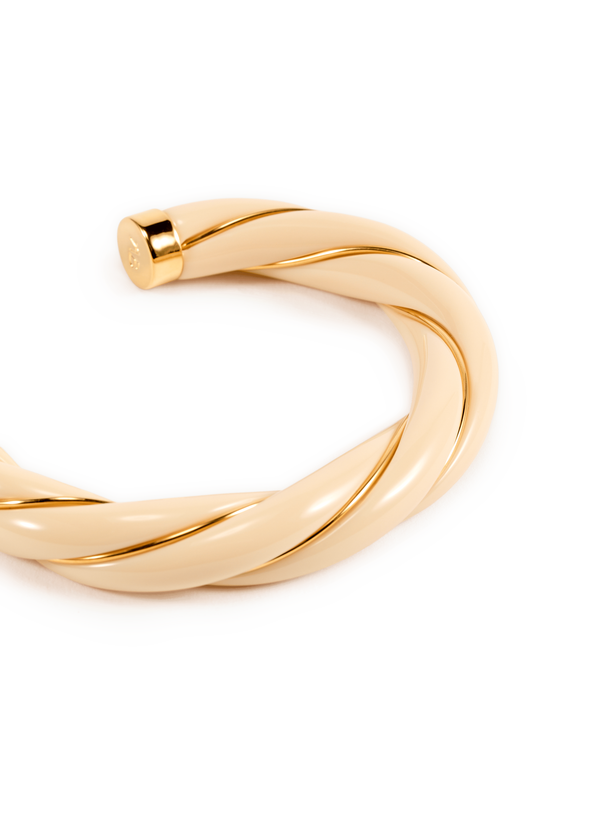 Jonc Diana torsadé en laiton et plaqué or | Beige AURELIE BIDERMANN Femme