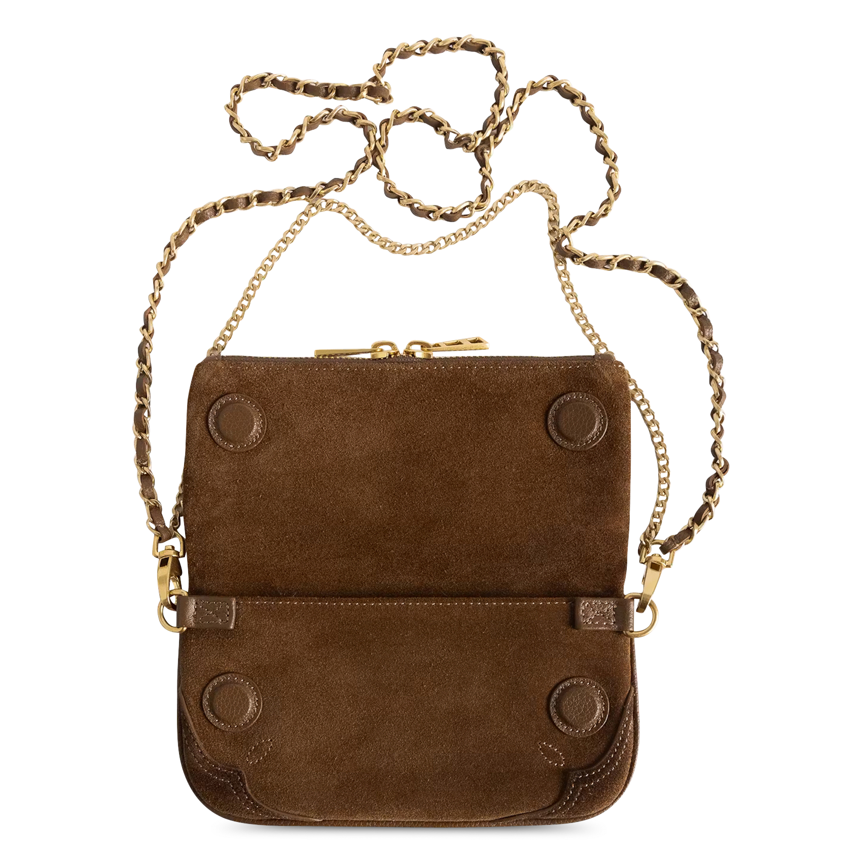 Sac bandoulière en cuir velours rock mini ZADIG&VOLTAIRE Marron