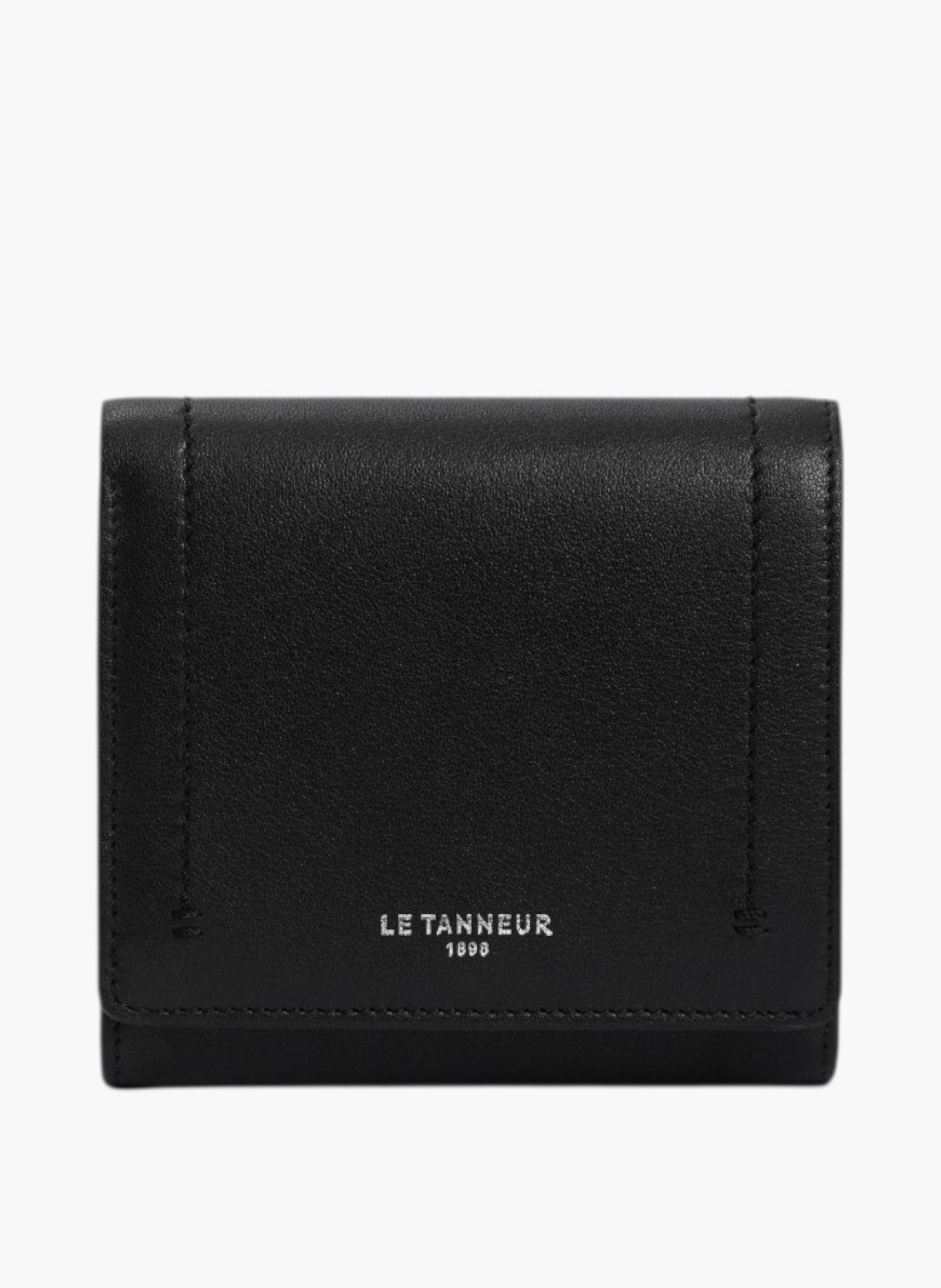 Petit portefeuille à rabat louison en cuir lisse LE TANNEUR Noir
