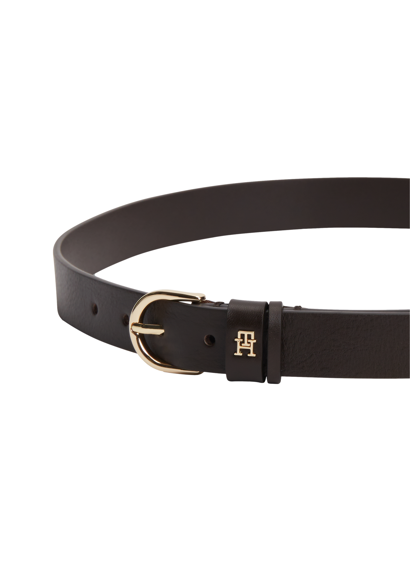 Belt with gold buckle and detail in leather TOMMY HILFIGER Brown