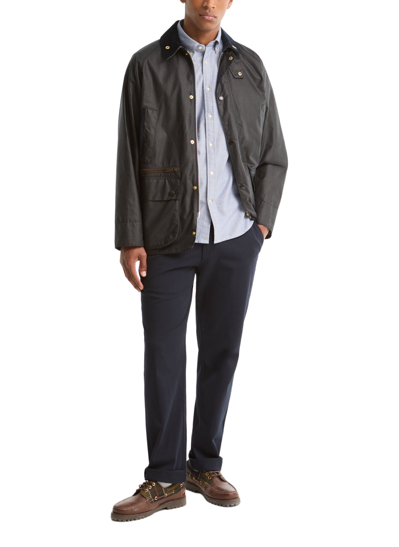 Veste col montant en coton BARBOUR Bleu