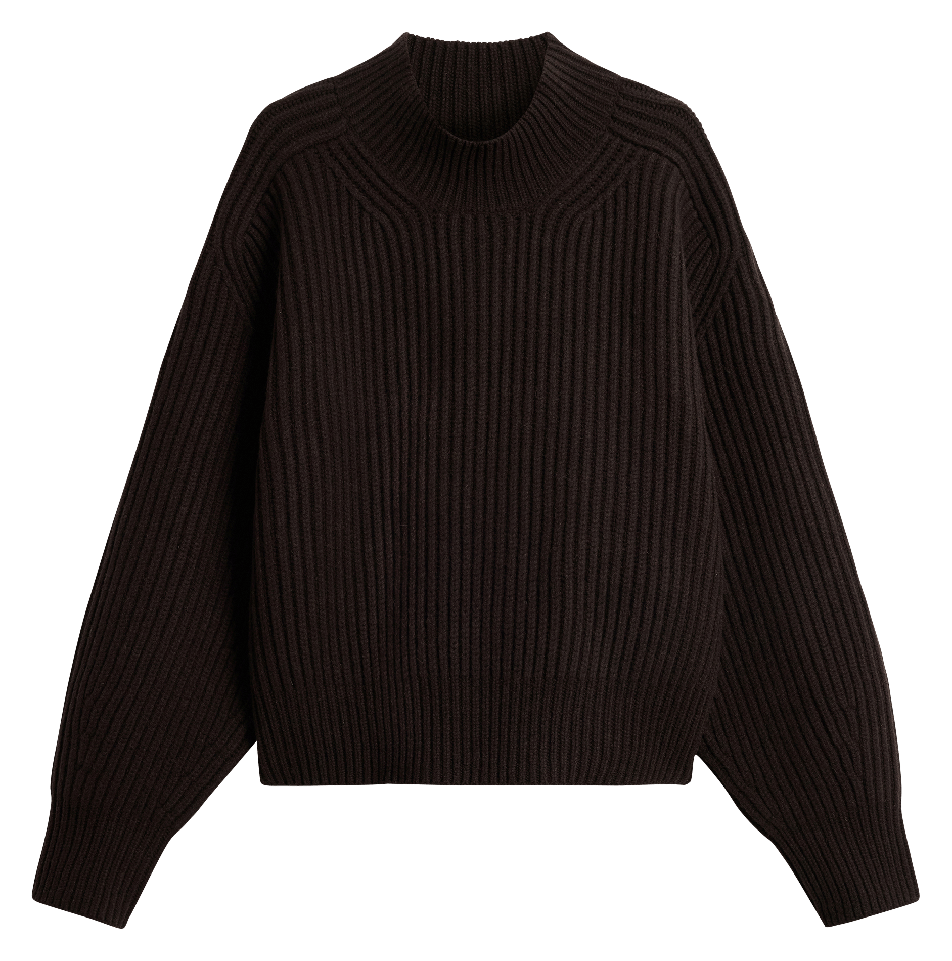 Pull oversize col montant en laine mérinos flamand SOEUR Marron