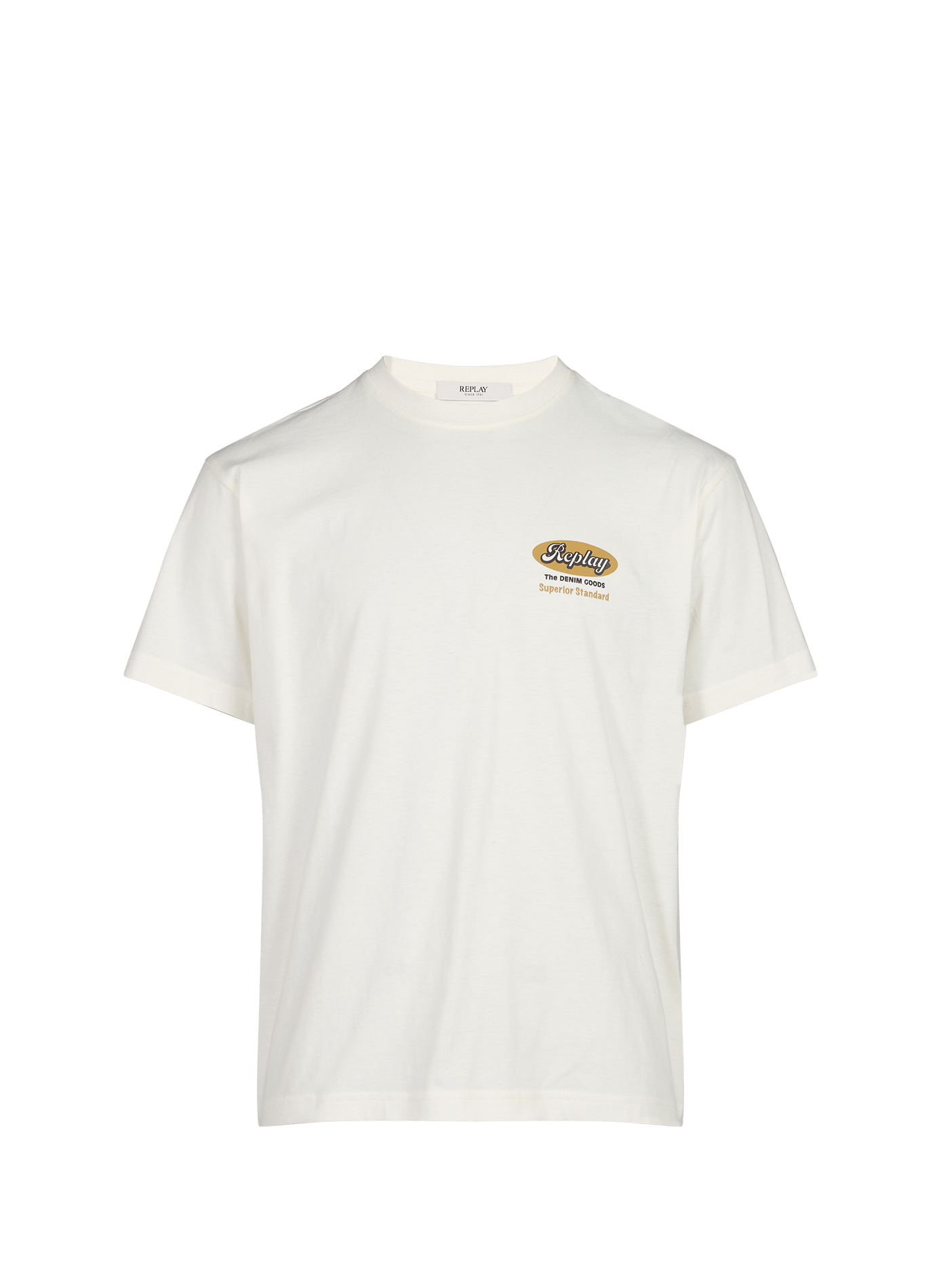 Straight cotton t-shirt with screen printing REPLAY Beige