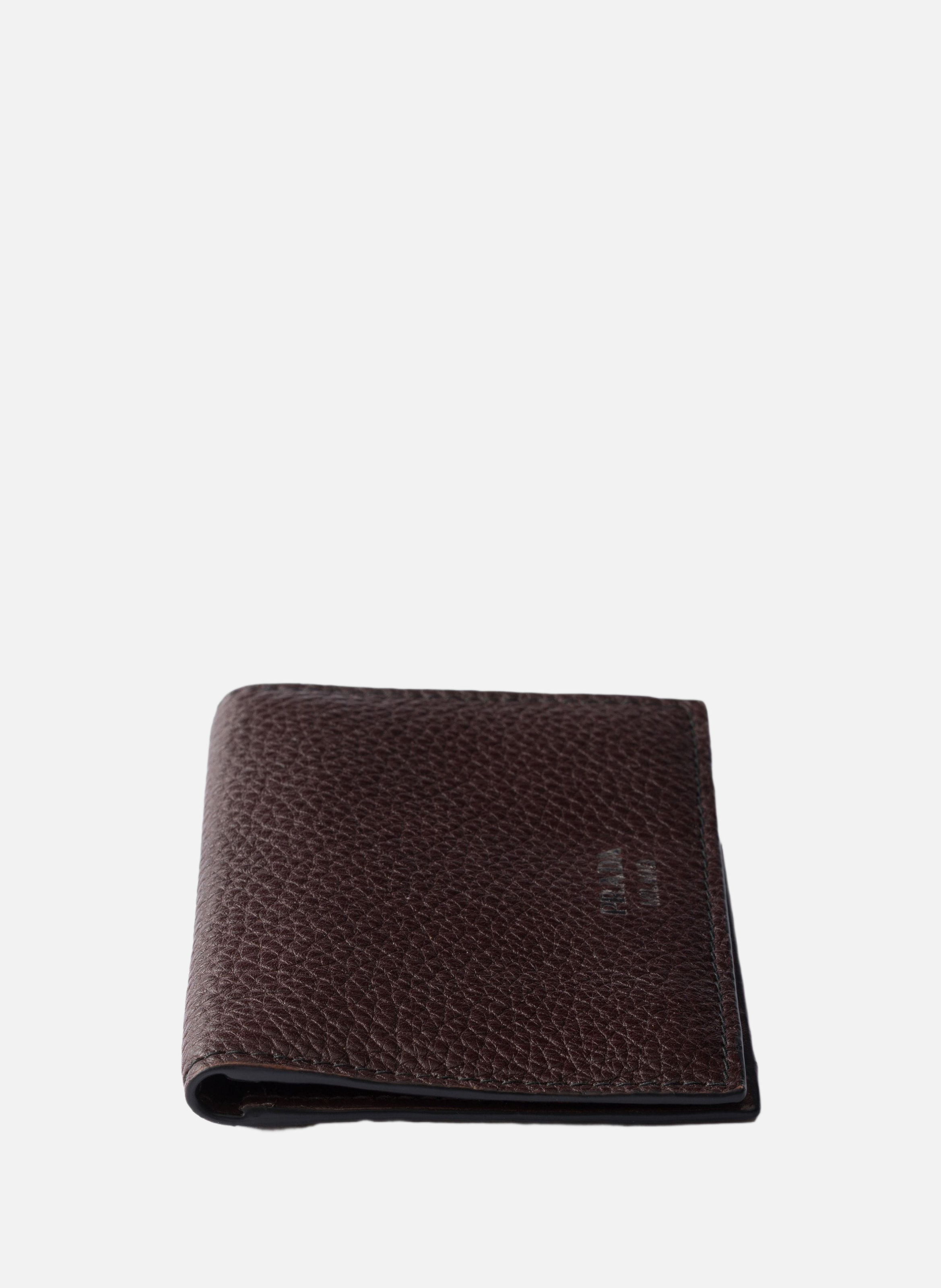 Porte-cartes en cuir PRADA Marron