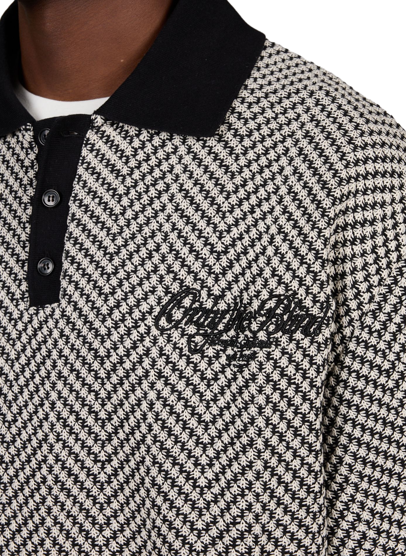 Straight embroidered shirt in blended cotton ONLY THE BLIND Black