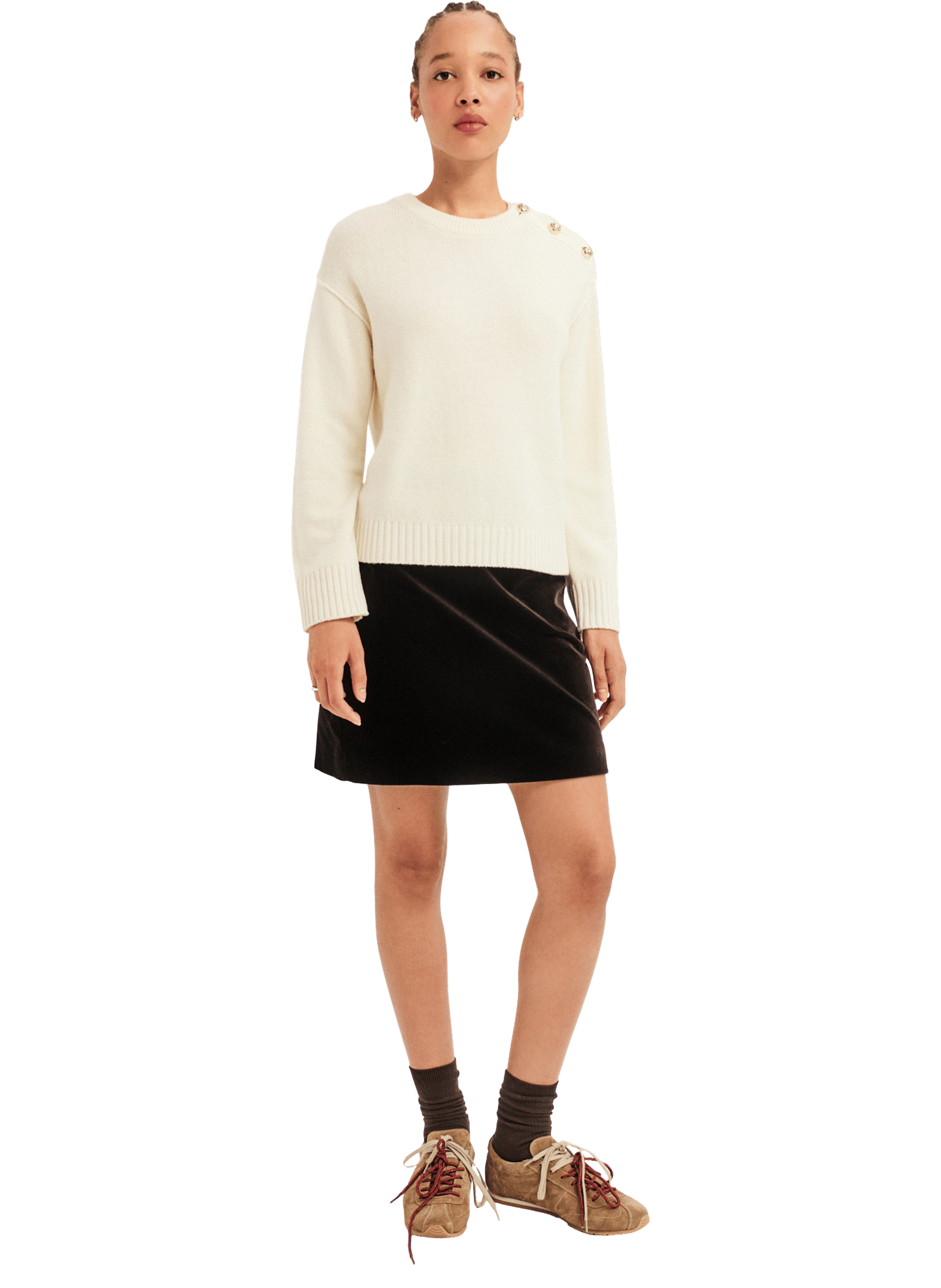 Pull en laine à boutons dorés - rosal PABLO Beige
