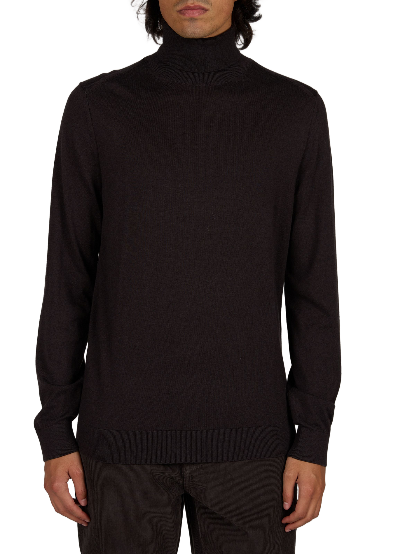 Pull col roulé uni en maille ARMANI EXCHANGE Marron