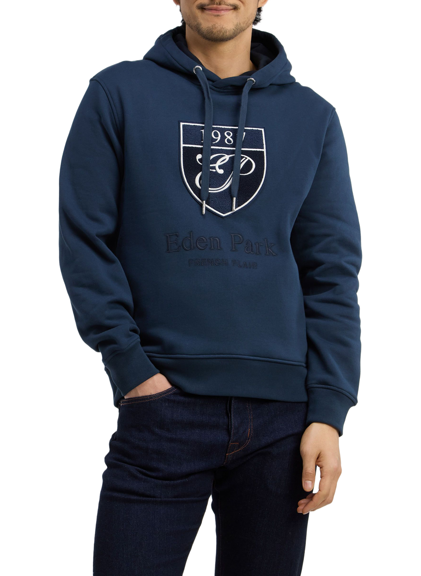 Gerade geschnittener Hoodie aus Baumwolle EDEN PARK Grau
