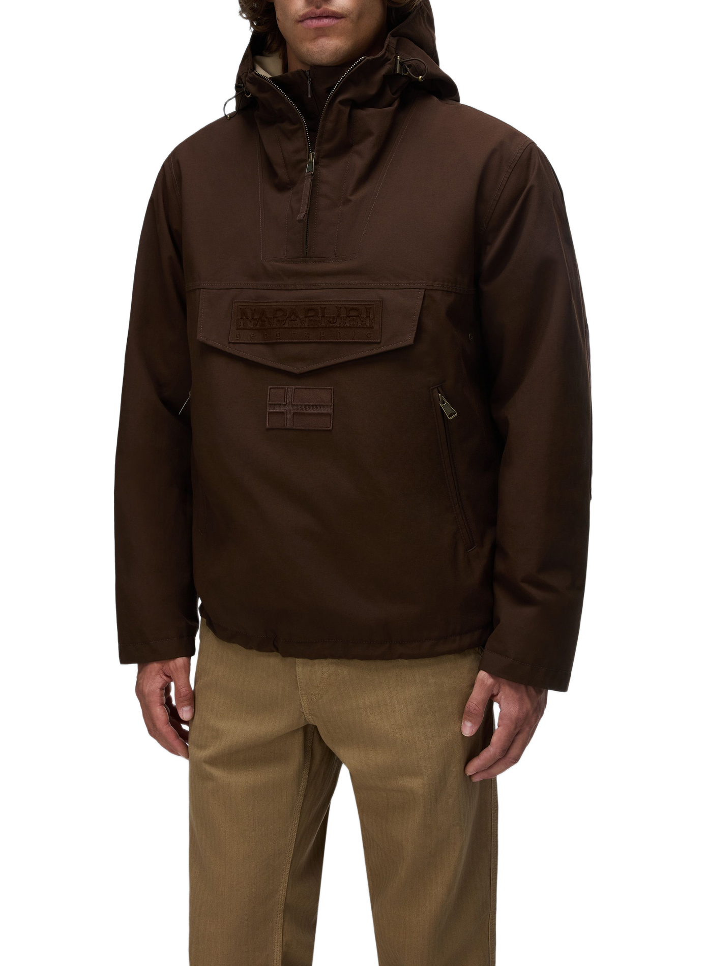 Plain oversized hooded parka NAPAPIJRI Brown