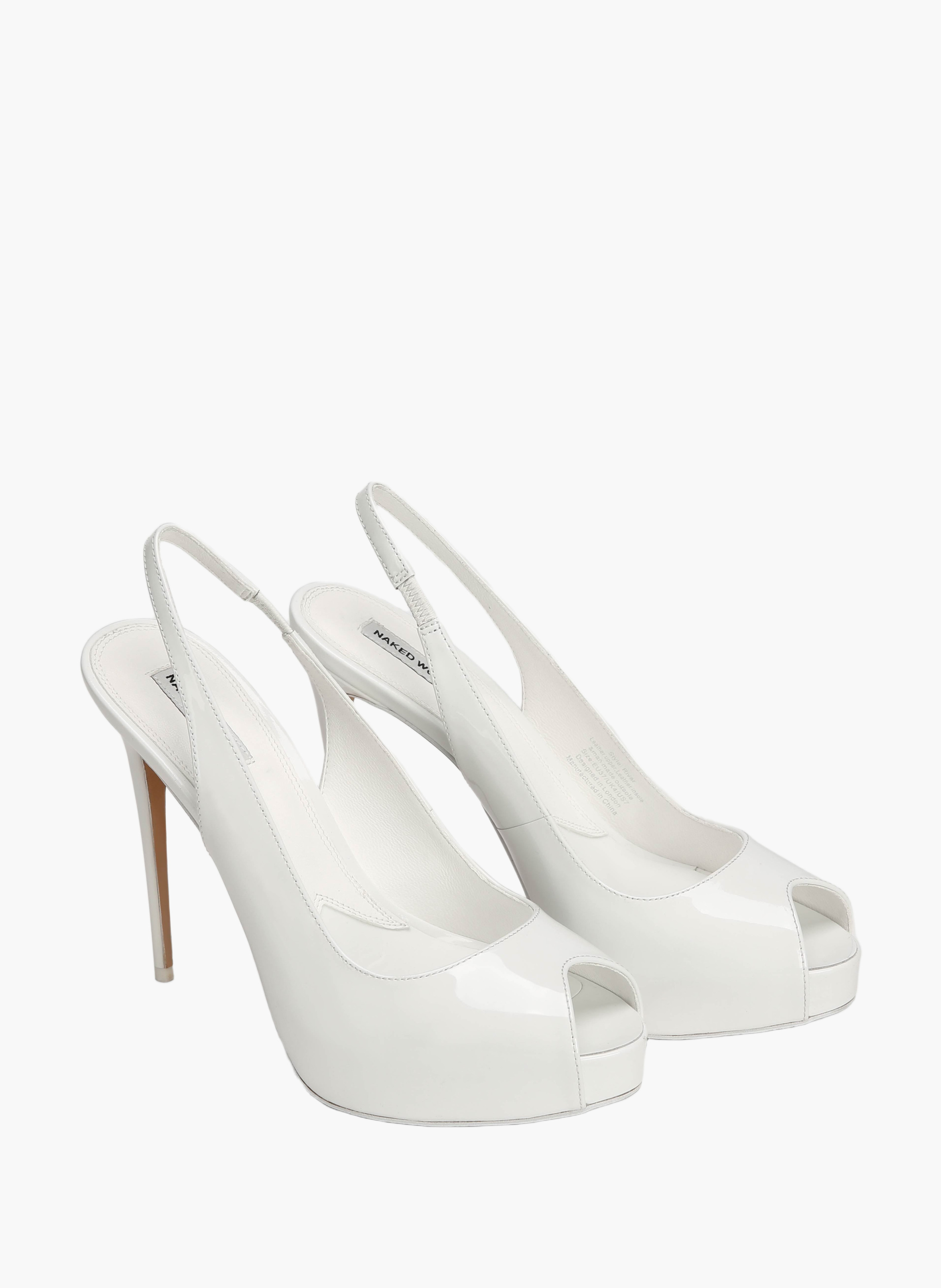 River Pumps aus Lackleder NAKED WOLFE Weiss