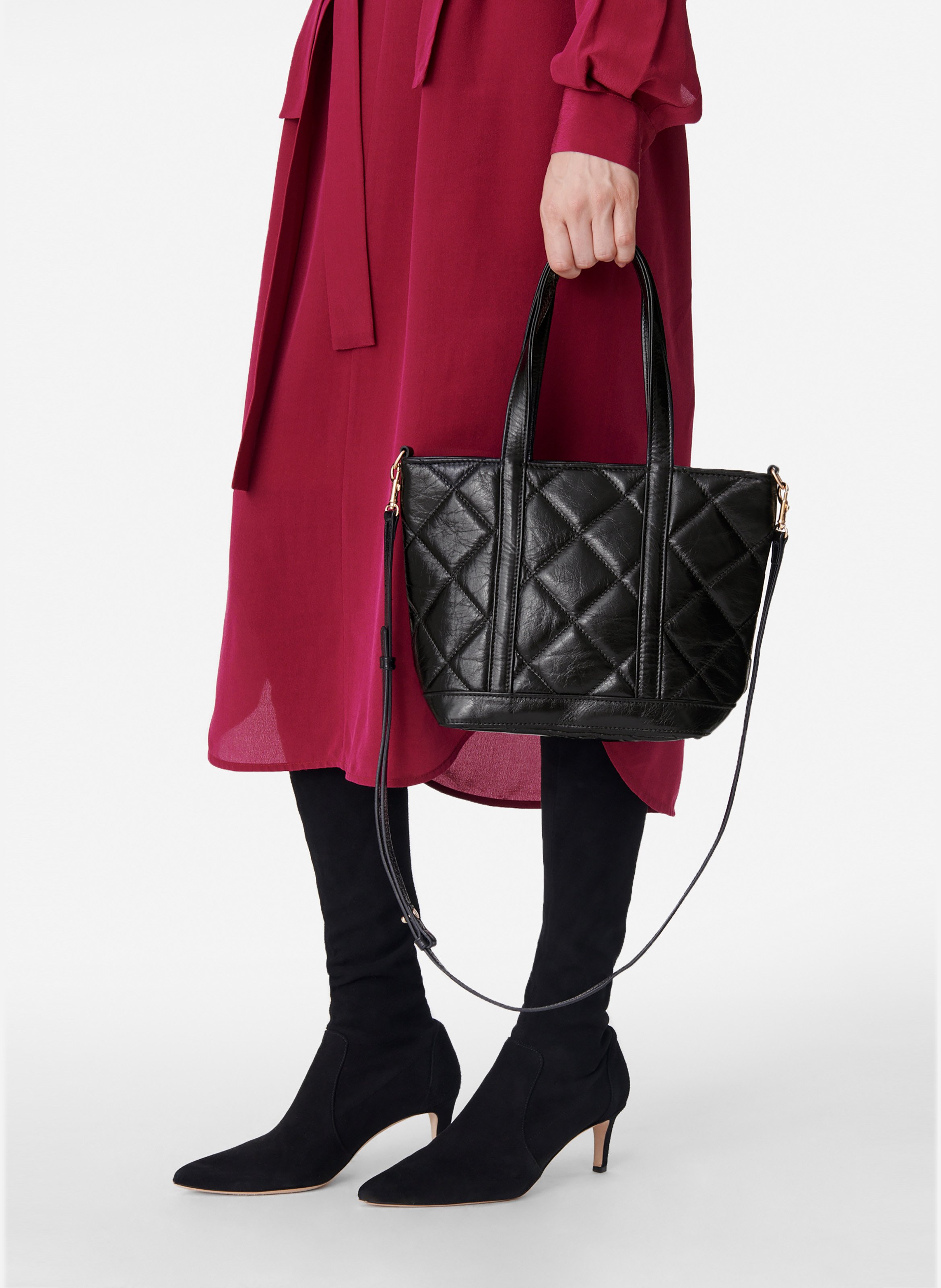 Cabas s zippé en cuir matelassé VANESSA BRUNO Noir