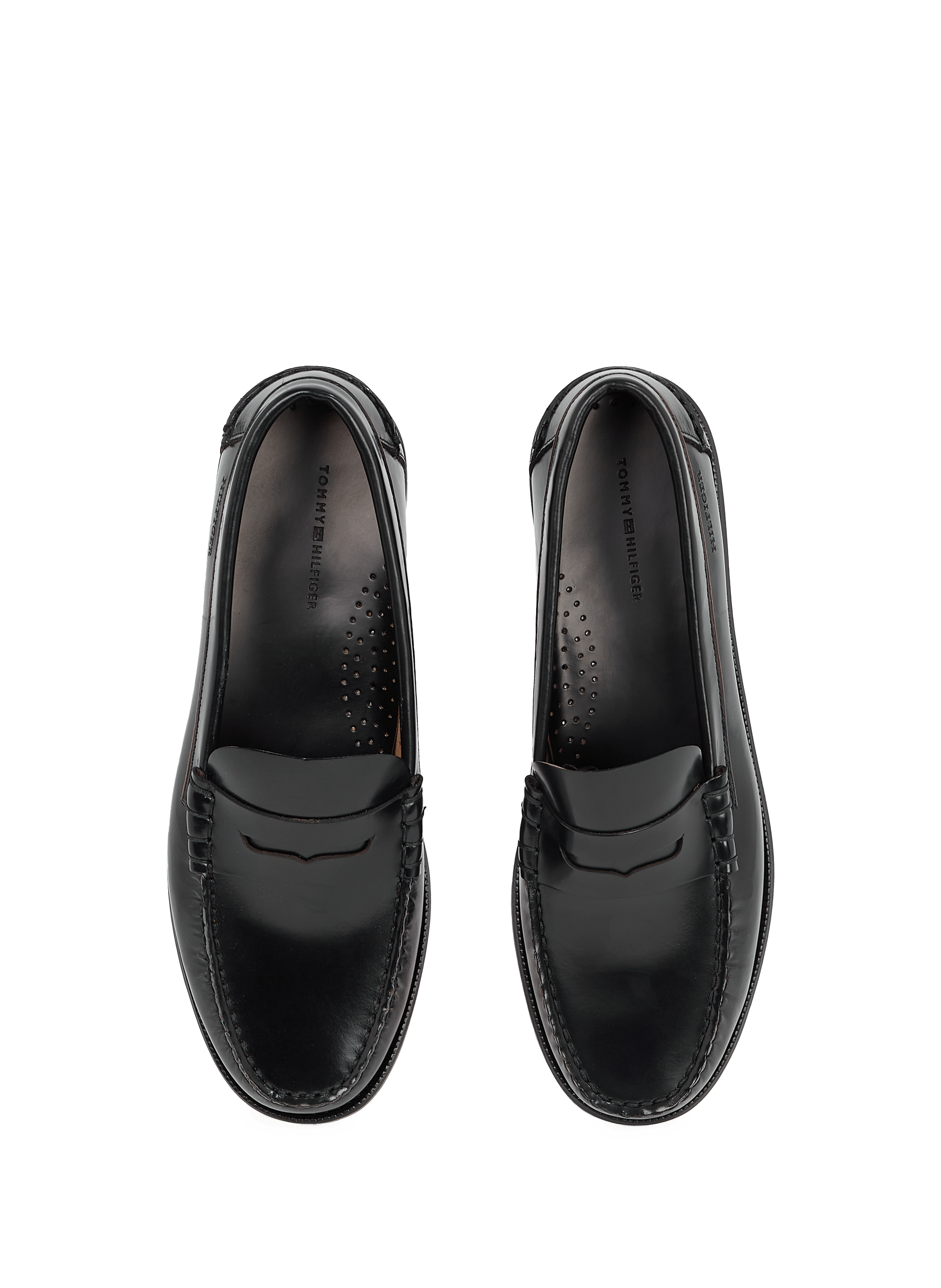 Calfskin leather loafers TOMMY HILFIGER Black