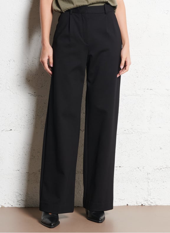 Pantalon droit taille mi-haute confort Noir by IKKS IKKS Pantalon droit taille mi-haute confort Noir