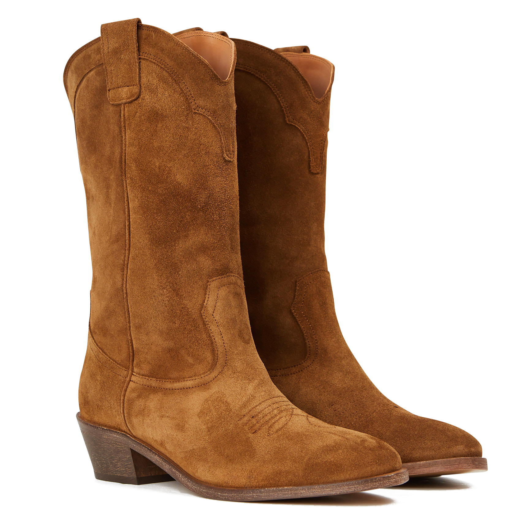 Santiags en cuir velours welson ANTHOLOGY Marron