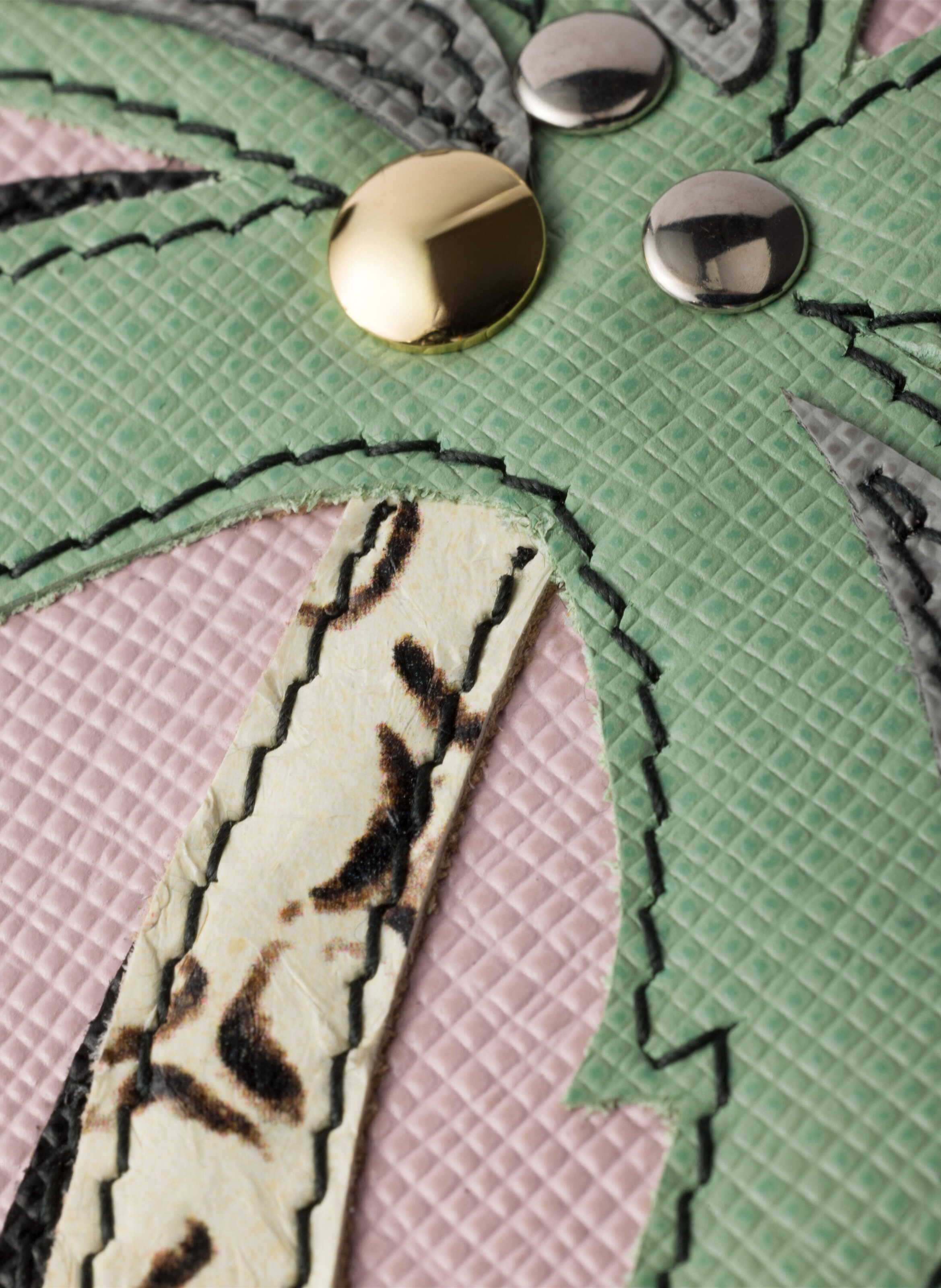 Porte-nom en cuir saffiano et cuir ayers PRADA Rose