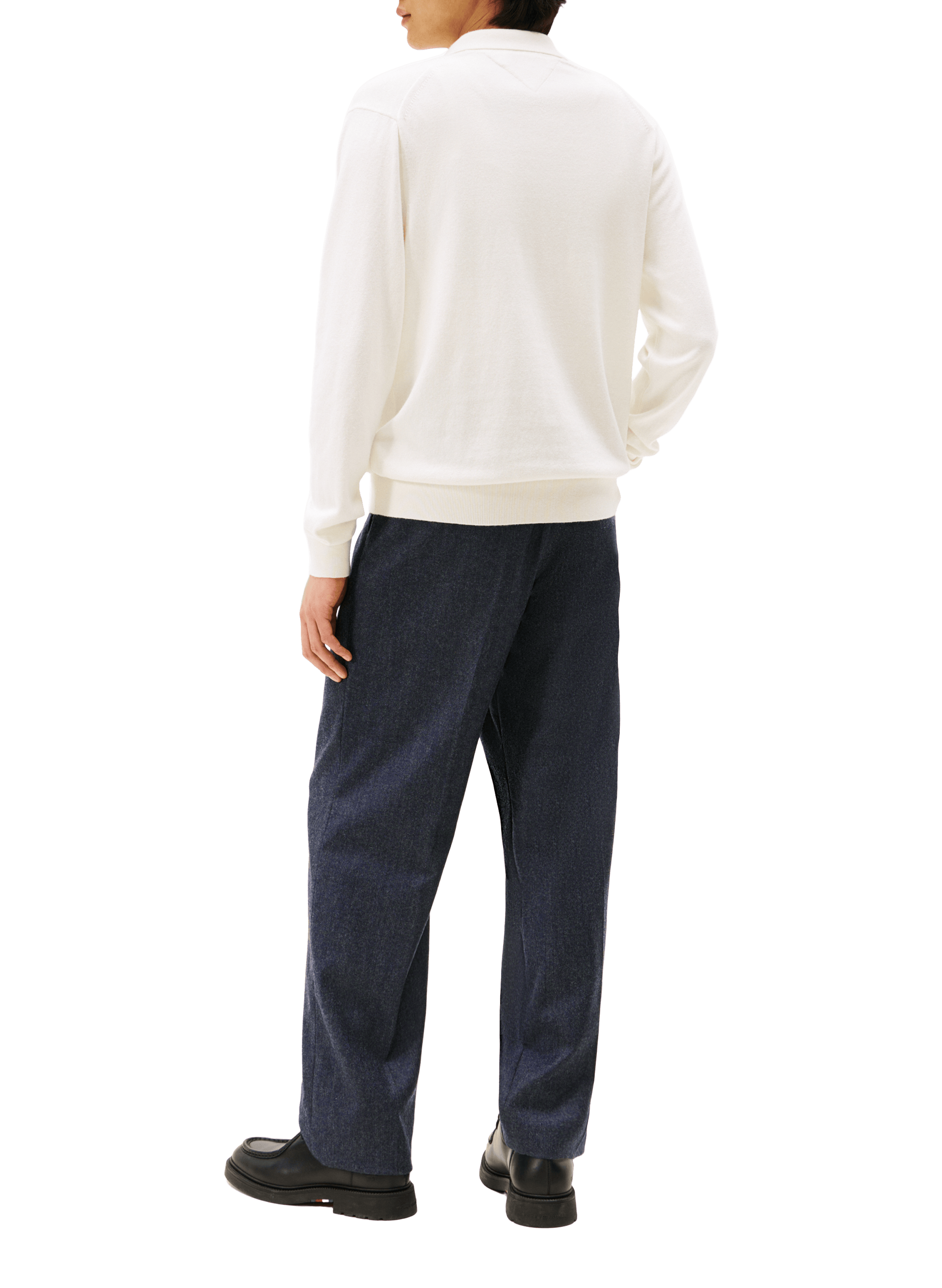 Solid long-sleeved polo in cotton and cashmere TOMMY HILFIGER Beige