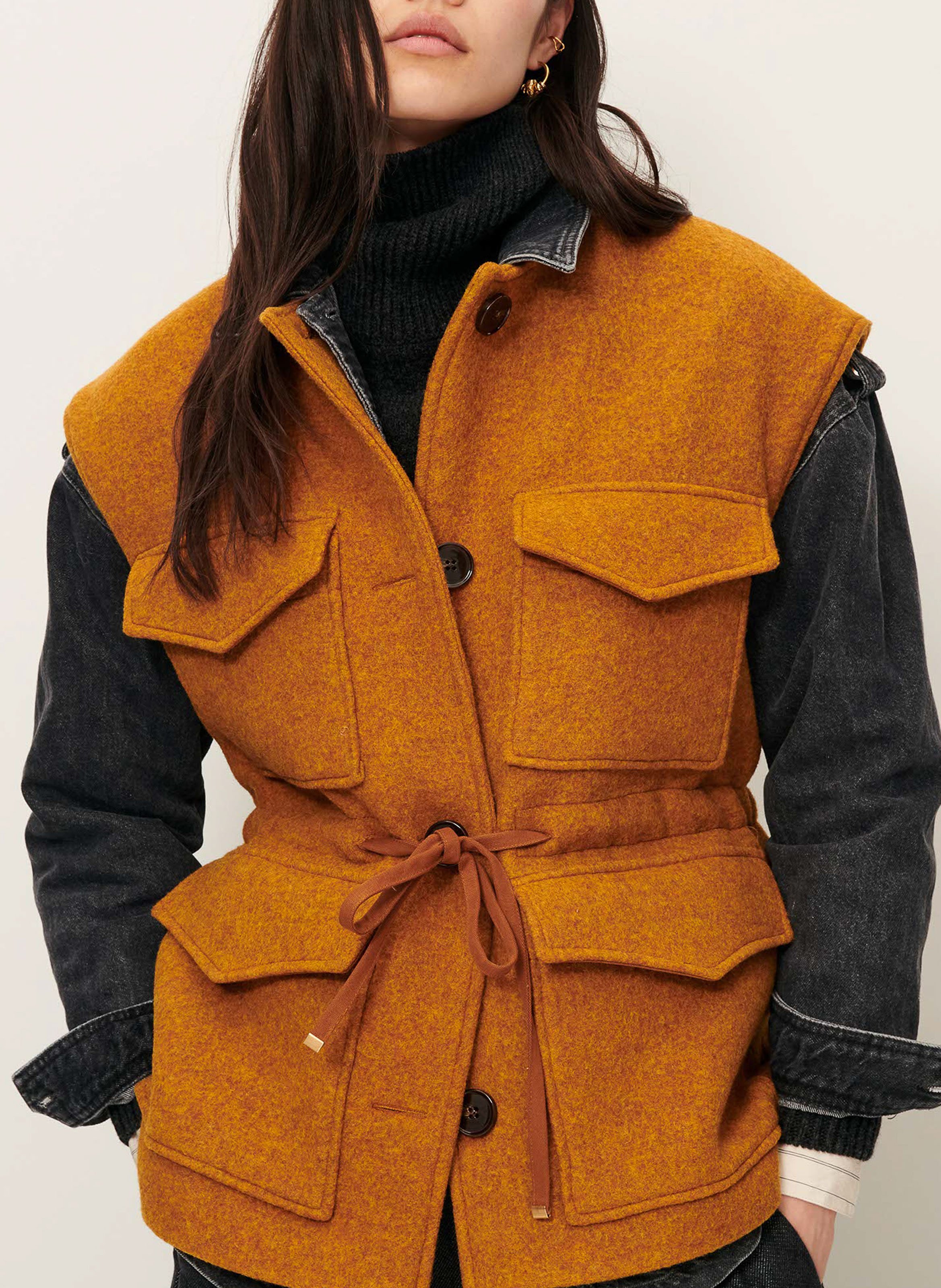 Veste col rond en laine mélangée bowery SESSUN Orange
