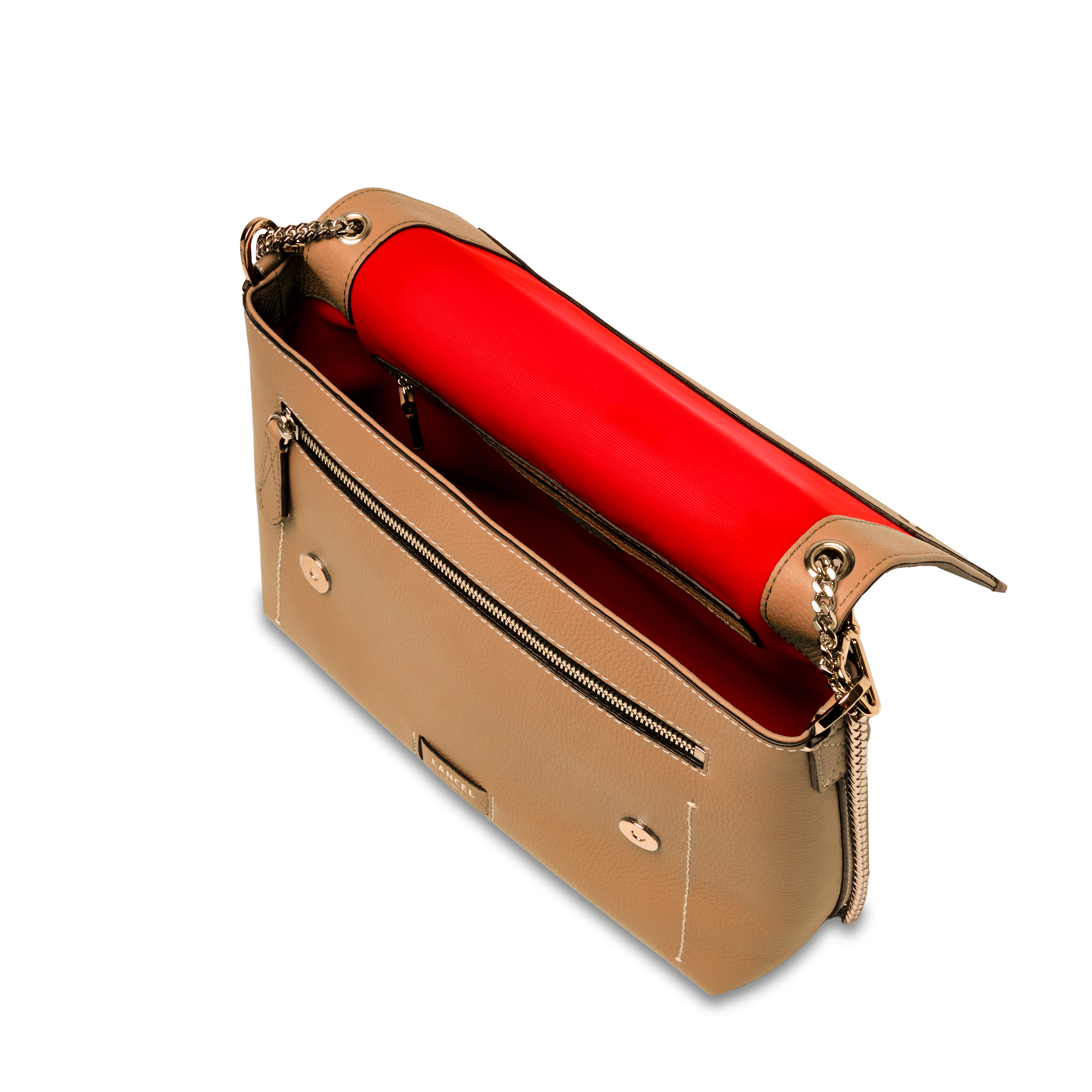 Sac rabat l ninon soft de lancel en cuir Marron