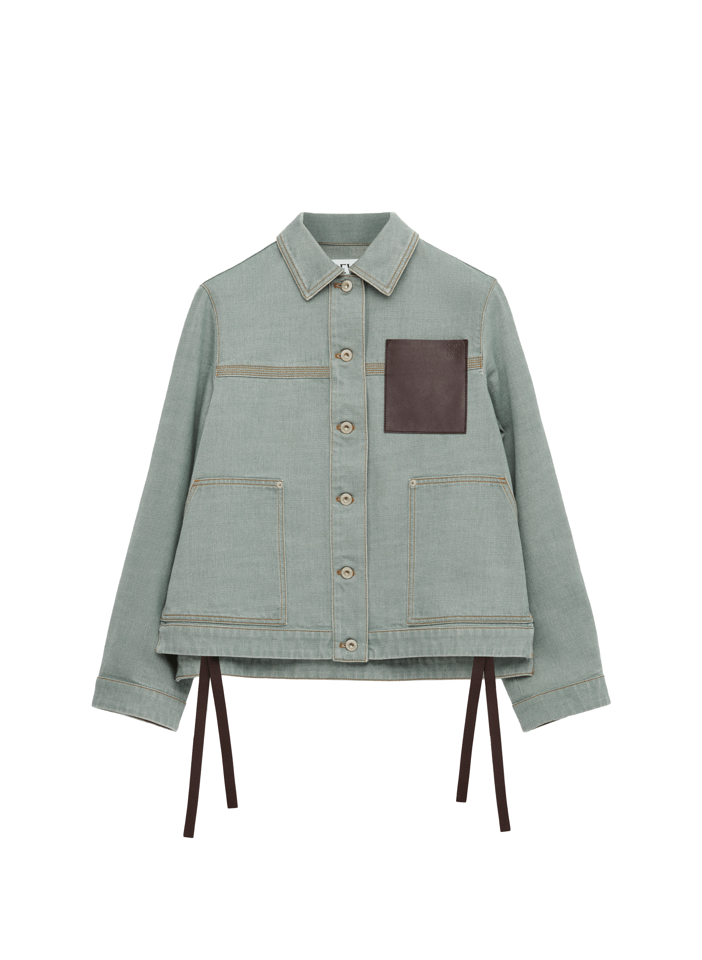 Straight utility jacket in cotton and leather LOEWE Green
