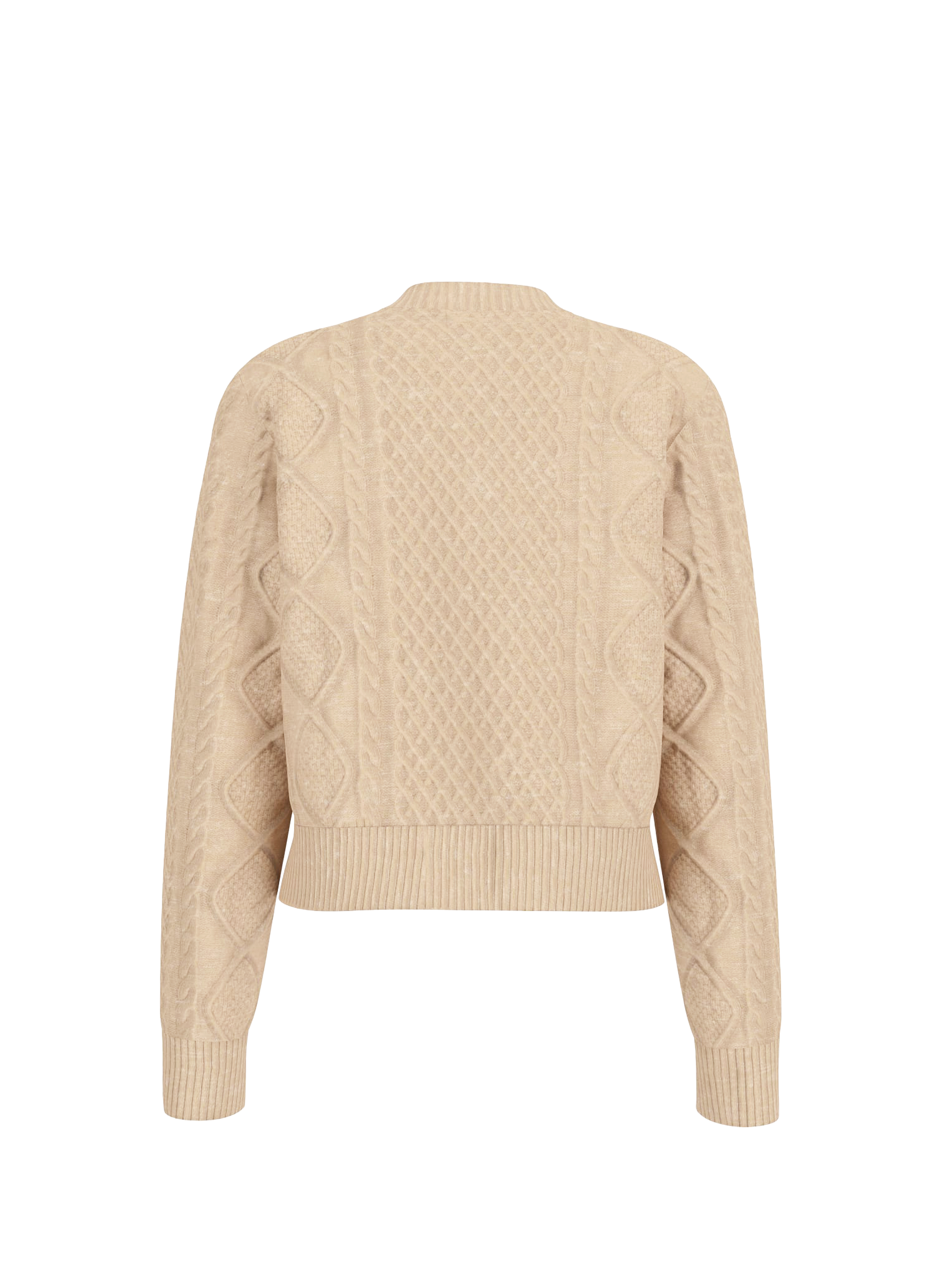Pull col rond en coton et laine mélangés GUESS Beige