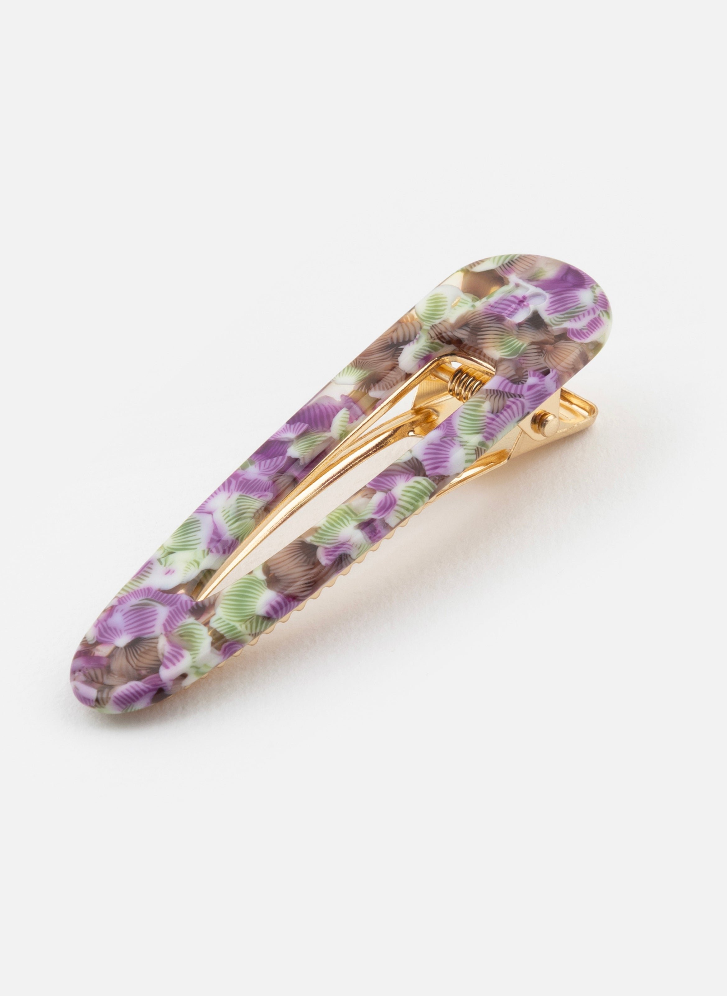 KURAGE GINZA Barrette à cheveux triangle en acétate de cellulose et acier inoxydable Vert