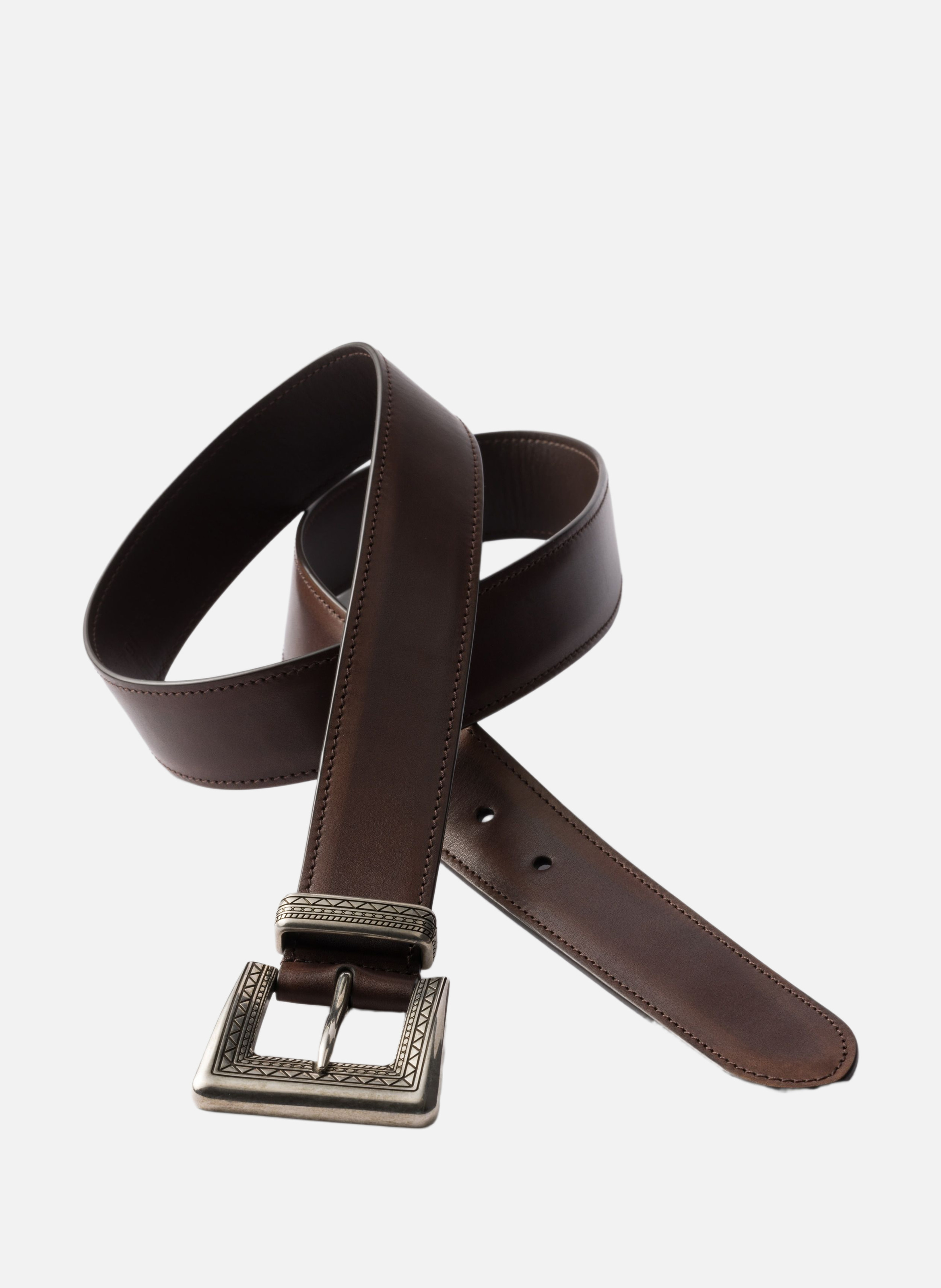 Ceinture en cuir vieilli PRADA Marron