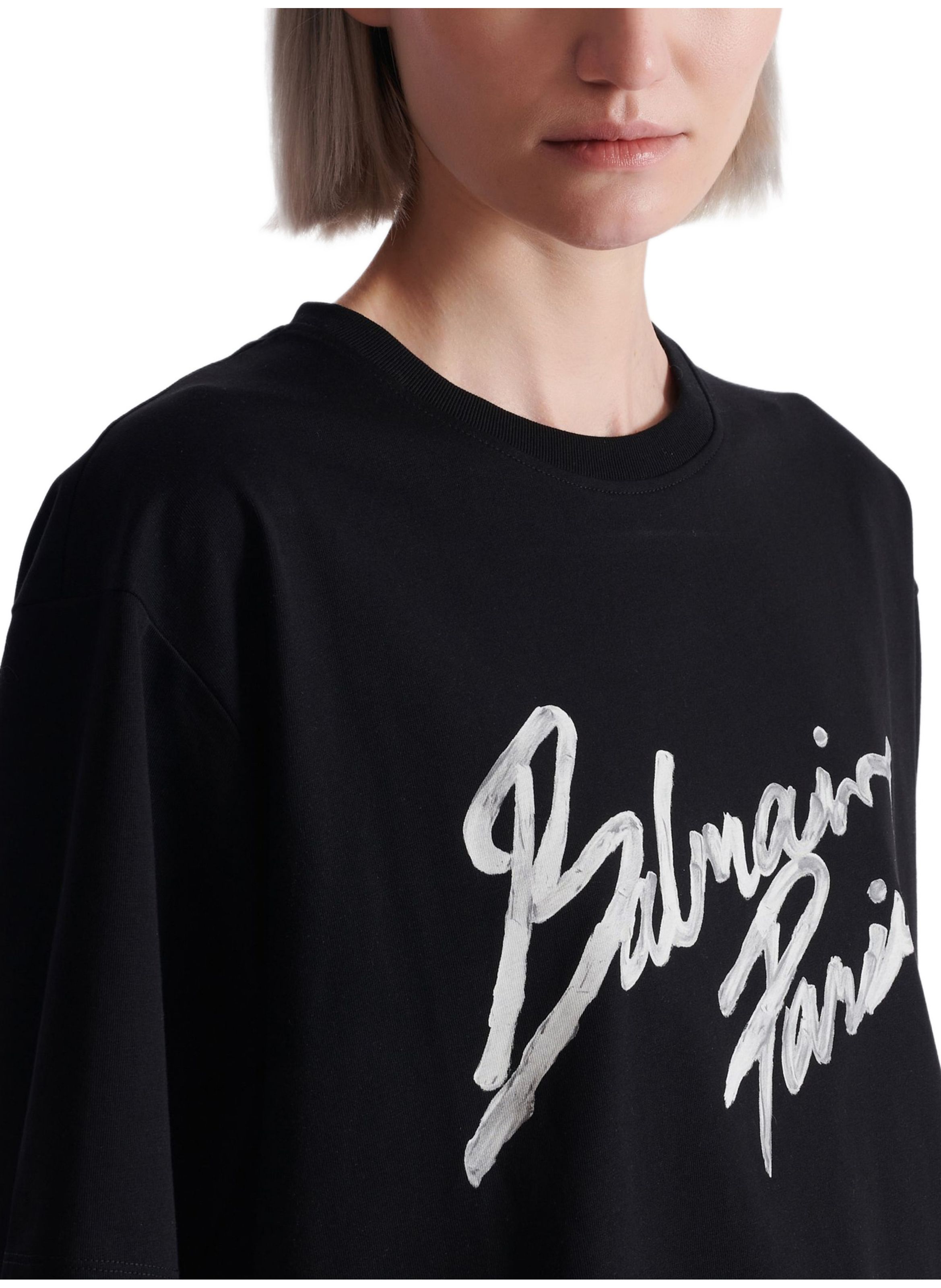 T-shirt décontracté avec imprimé balmain paris brush BALMAIN Noir