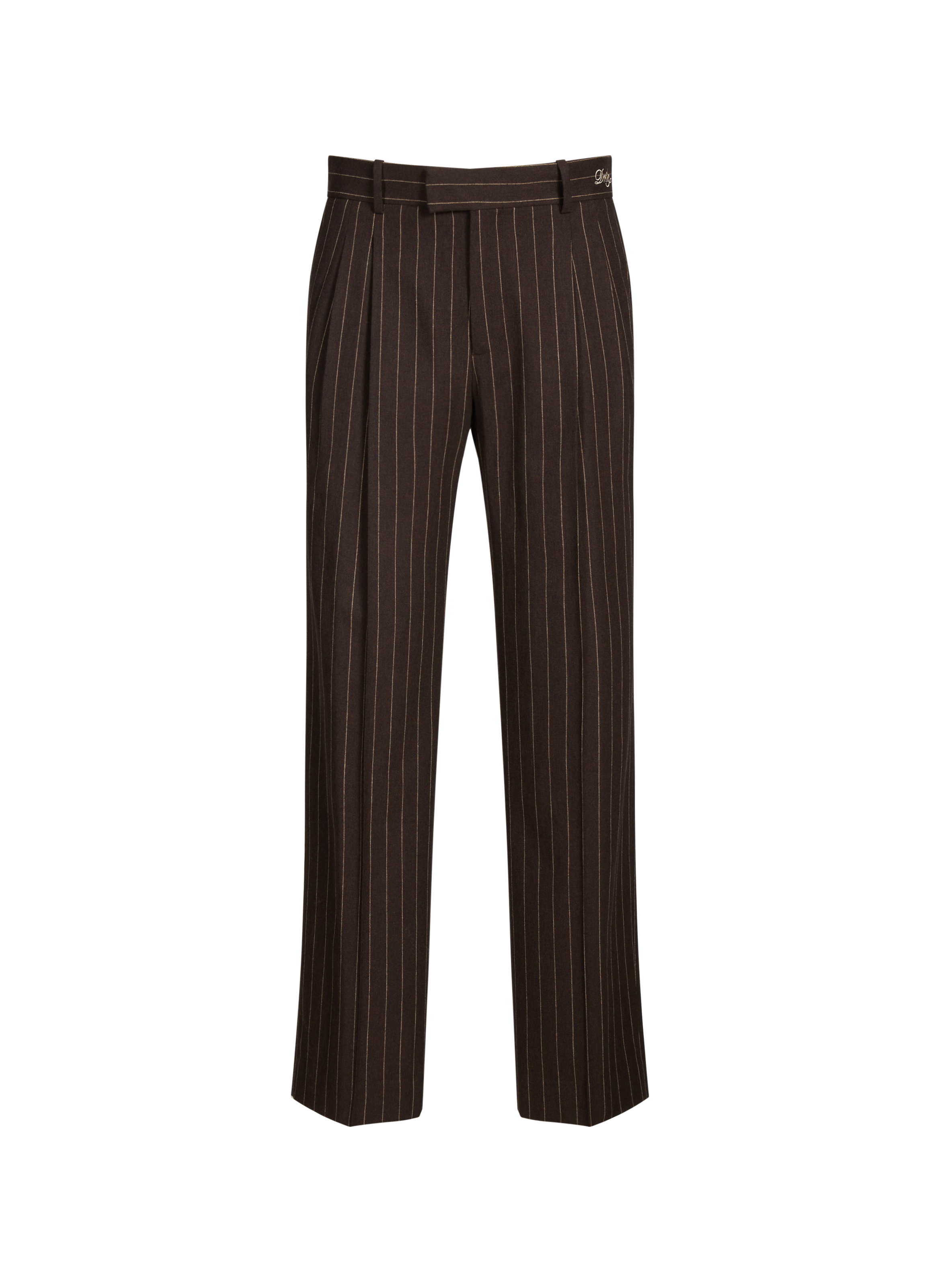DROLE DE MONSIEUR Pinstriped wool blend trousers Brown
