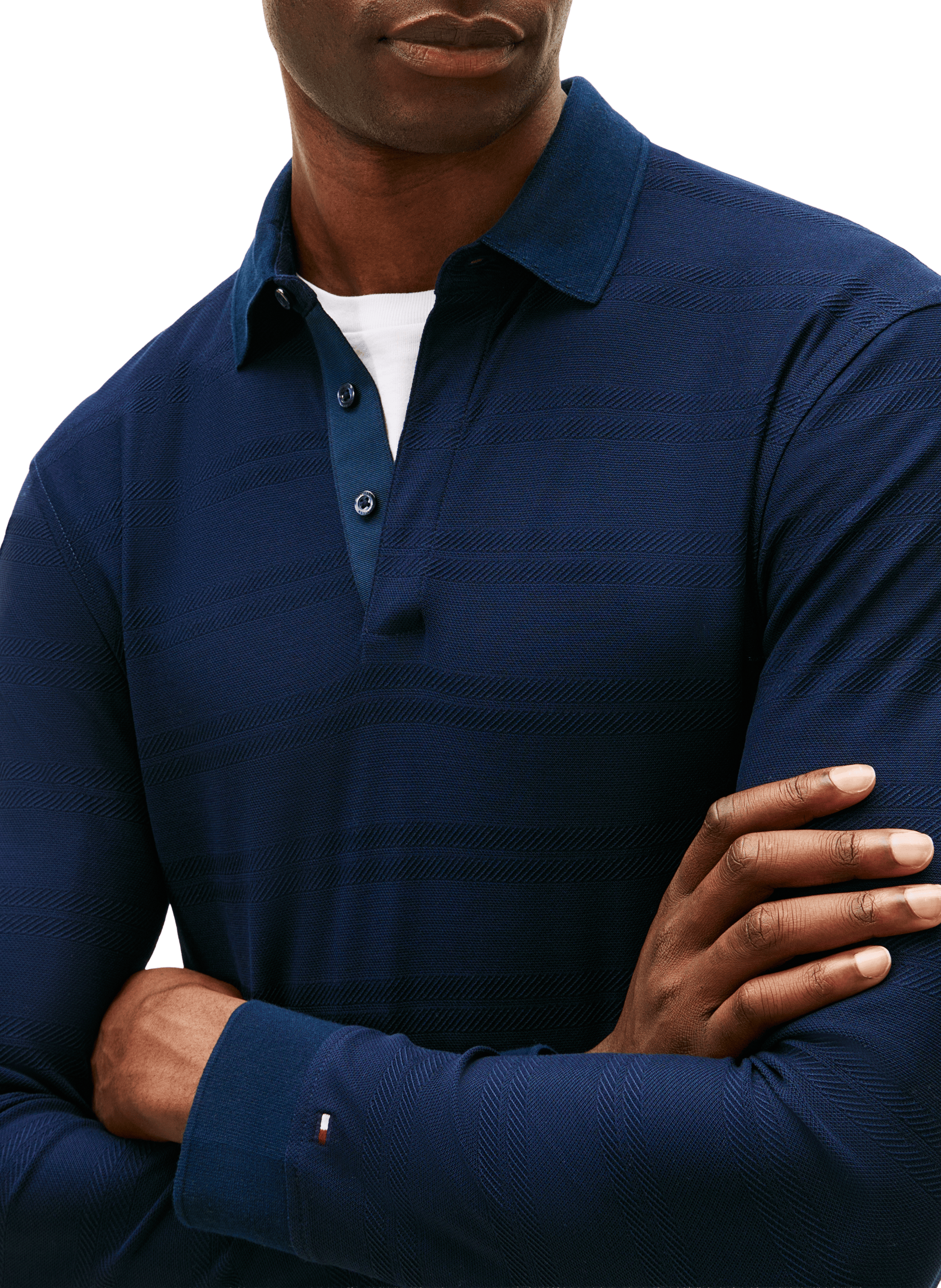 Long-sleeved cotton polo with details TOMMY HILFIGER Blue