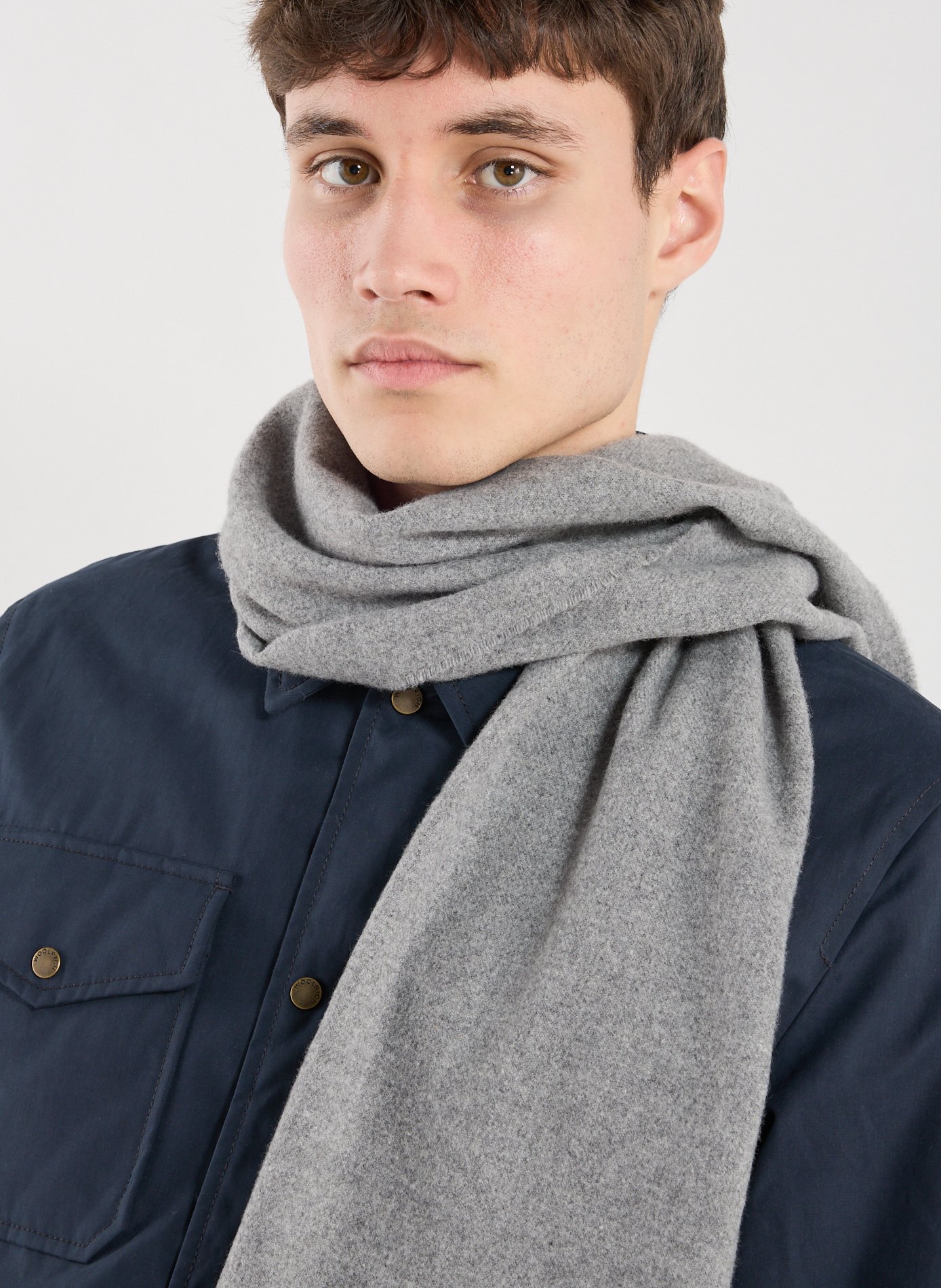 Fringed wool scarf GANT Grey