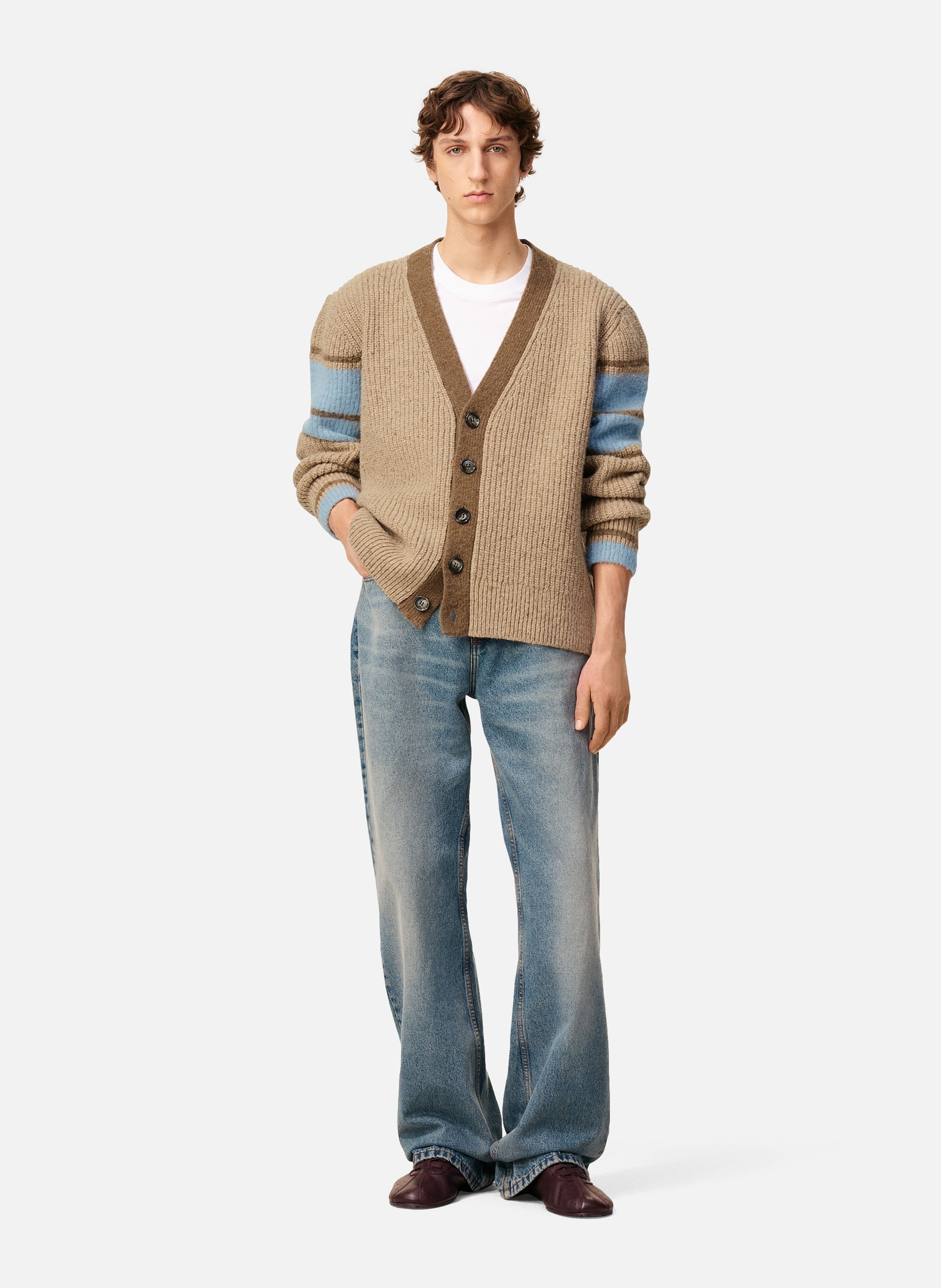 Cardigan college en laine AMI PARIS Marron